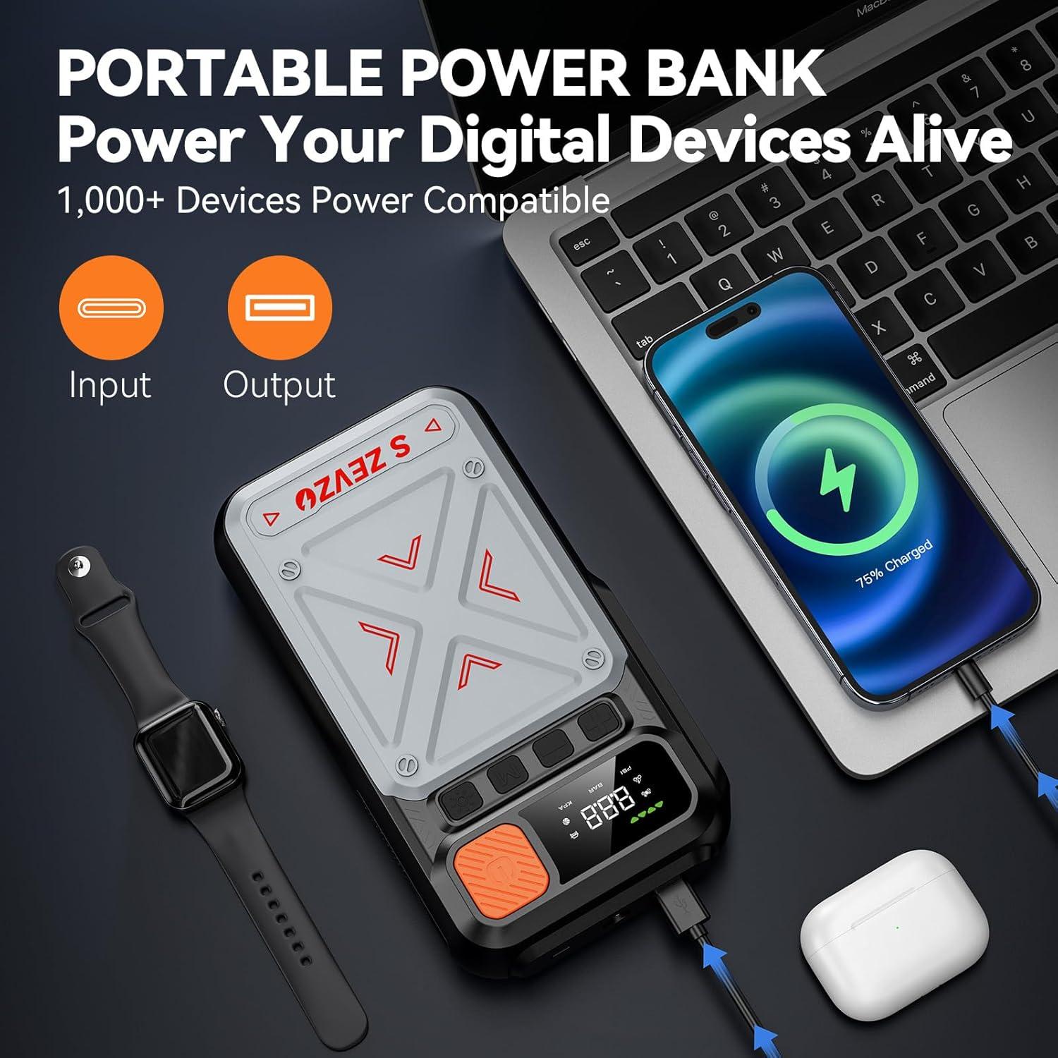 Arrancador de Coche S ZEVZO B29L 3500A con Compresor 150PSI