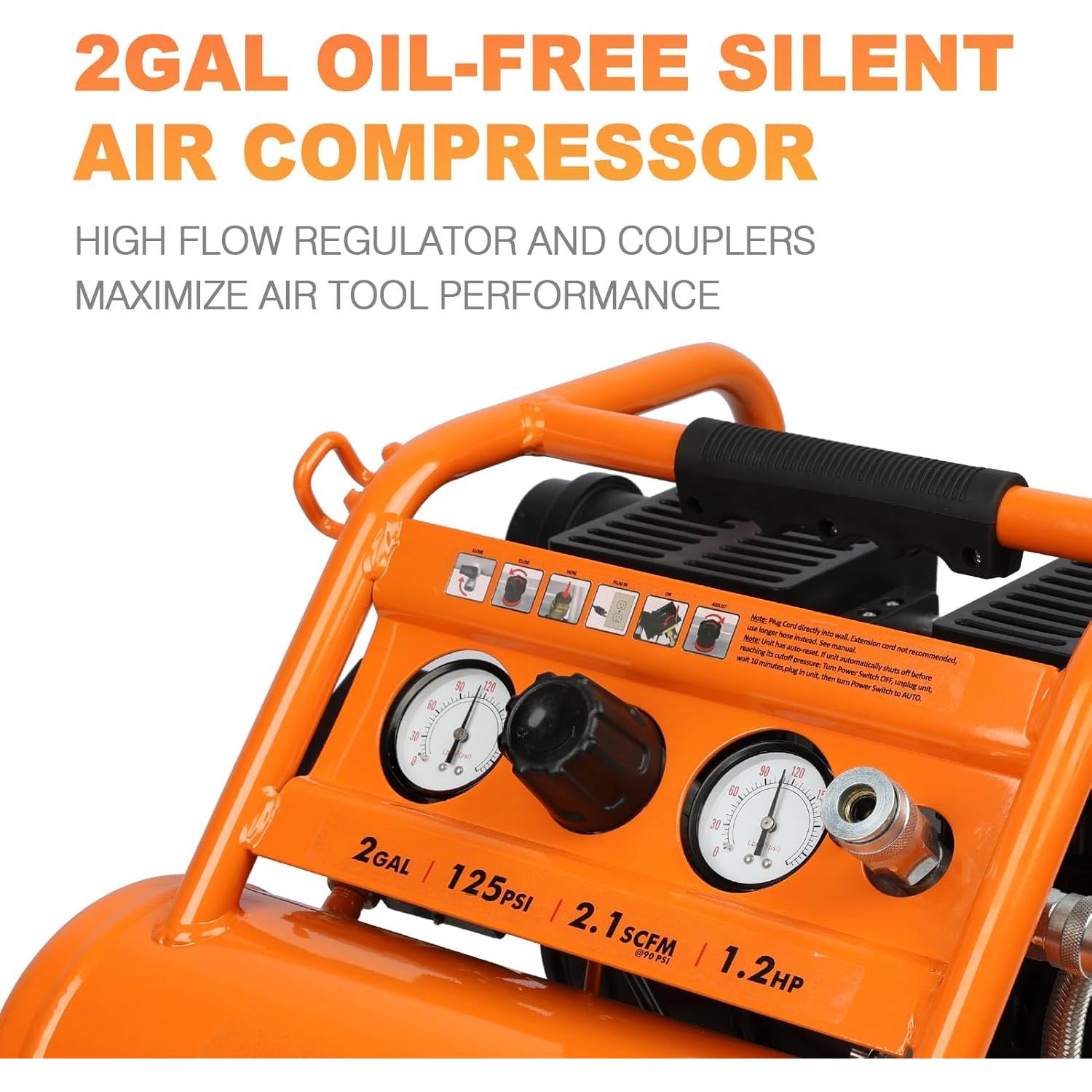 Compresor de Aire Portátil FORNAX 2 Galones 1.2 HP Silencioso