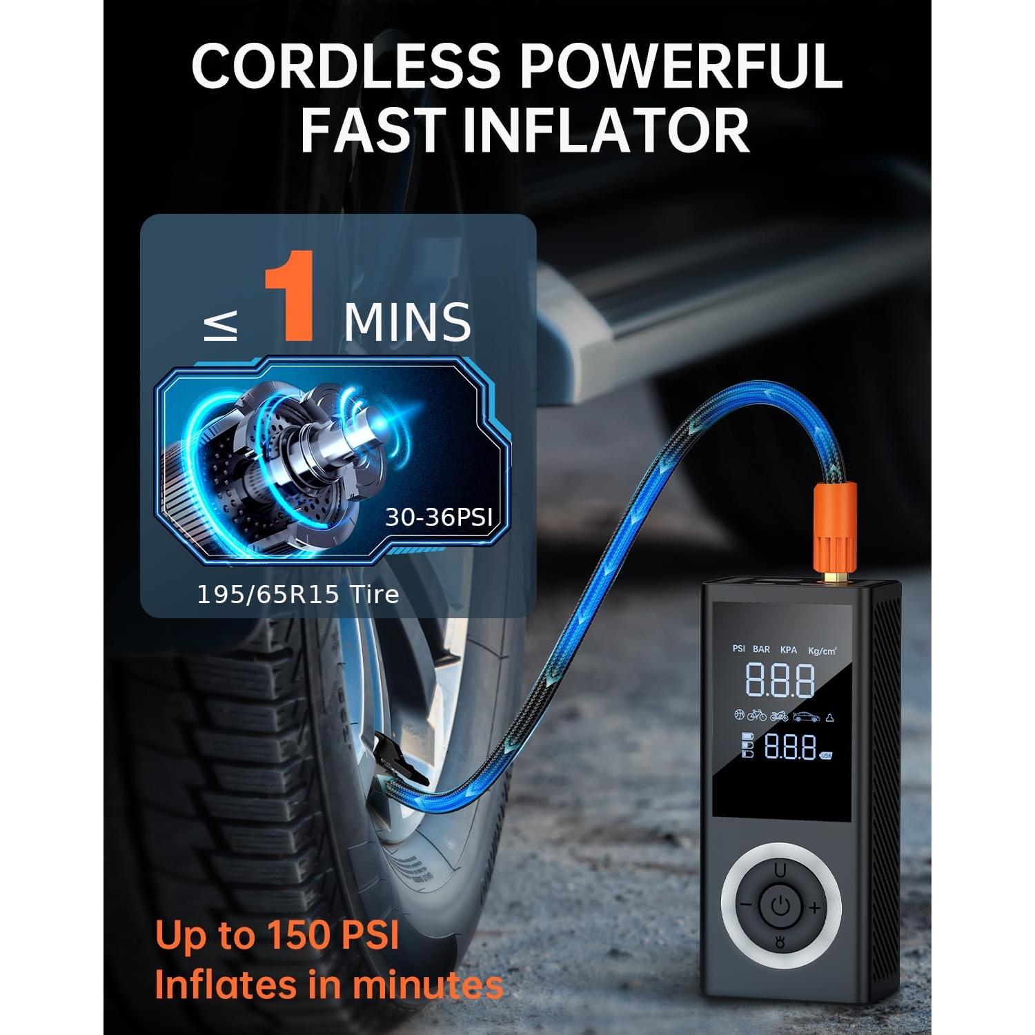 Compresor de Aire Portátil Dormzie ST06-S 150 PSI con Luz LED