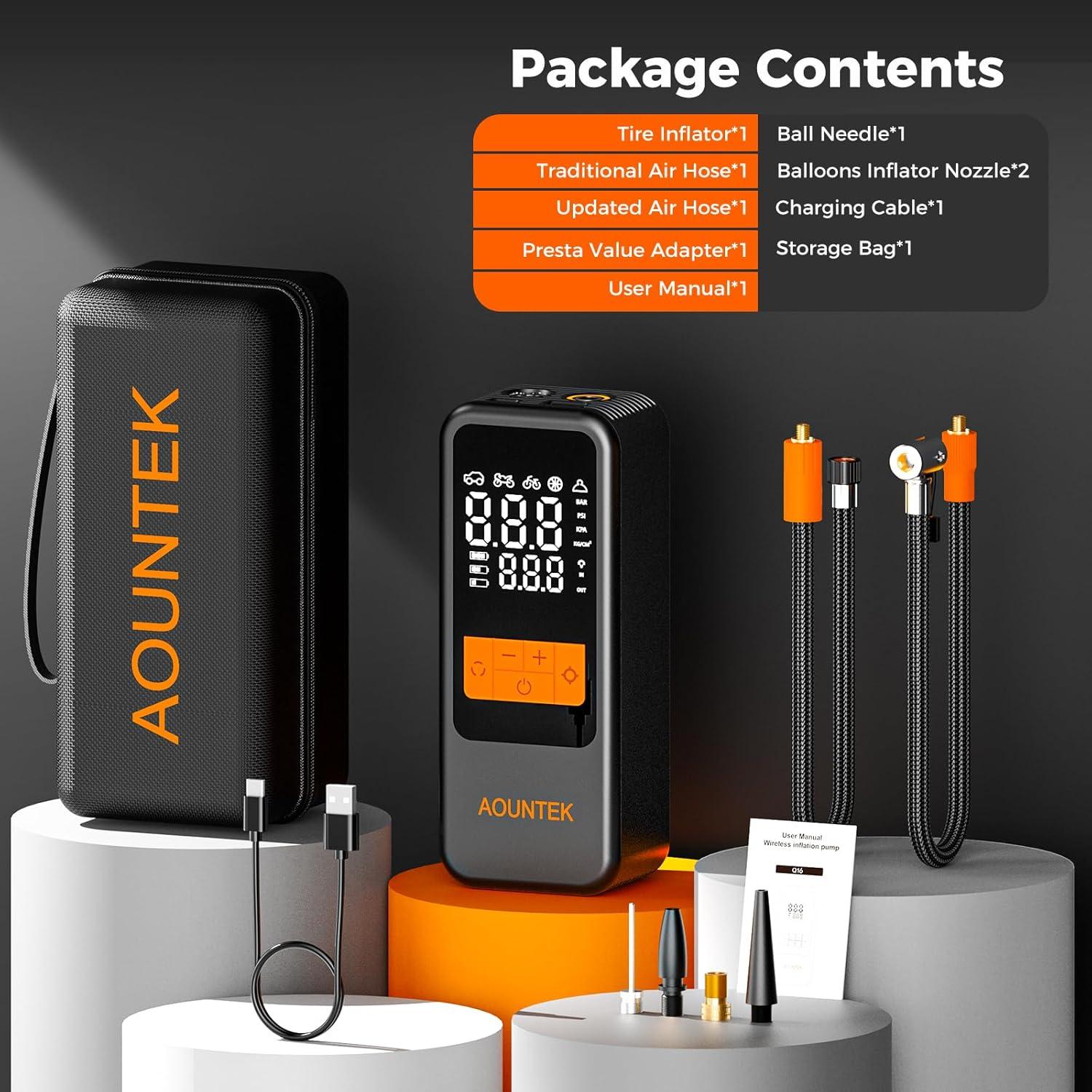 Compresor de Aire Portátil AOUNTEK Q16 150 PSI Inflación Rápida