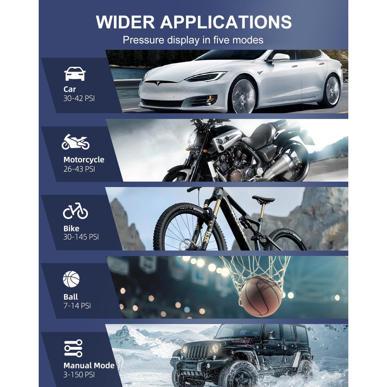 Compresor de Aire Portátil ToobTiill 120W Inalámbrico con Manómetro