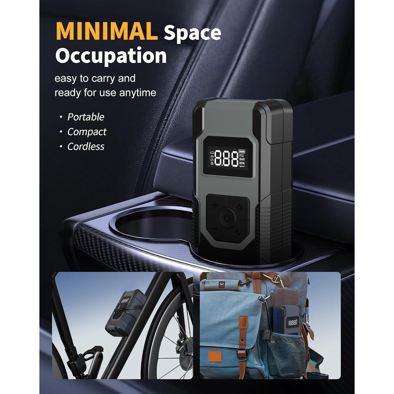 Compresor de Aire Portátil ToobTiill 120W Inalámbrico con Manómetro