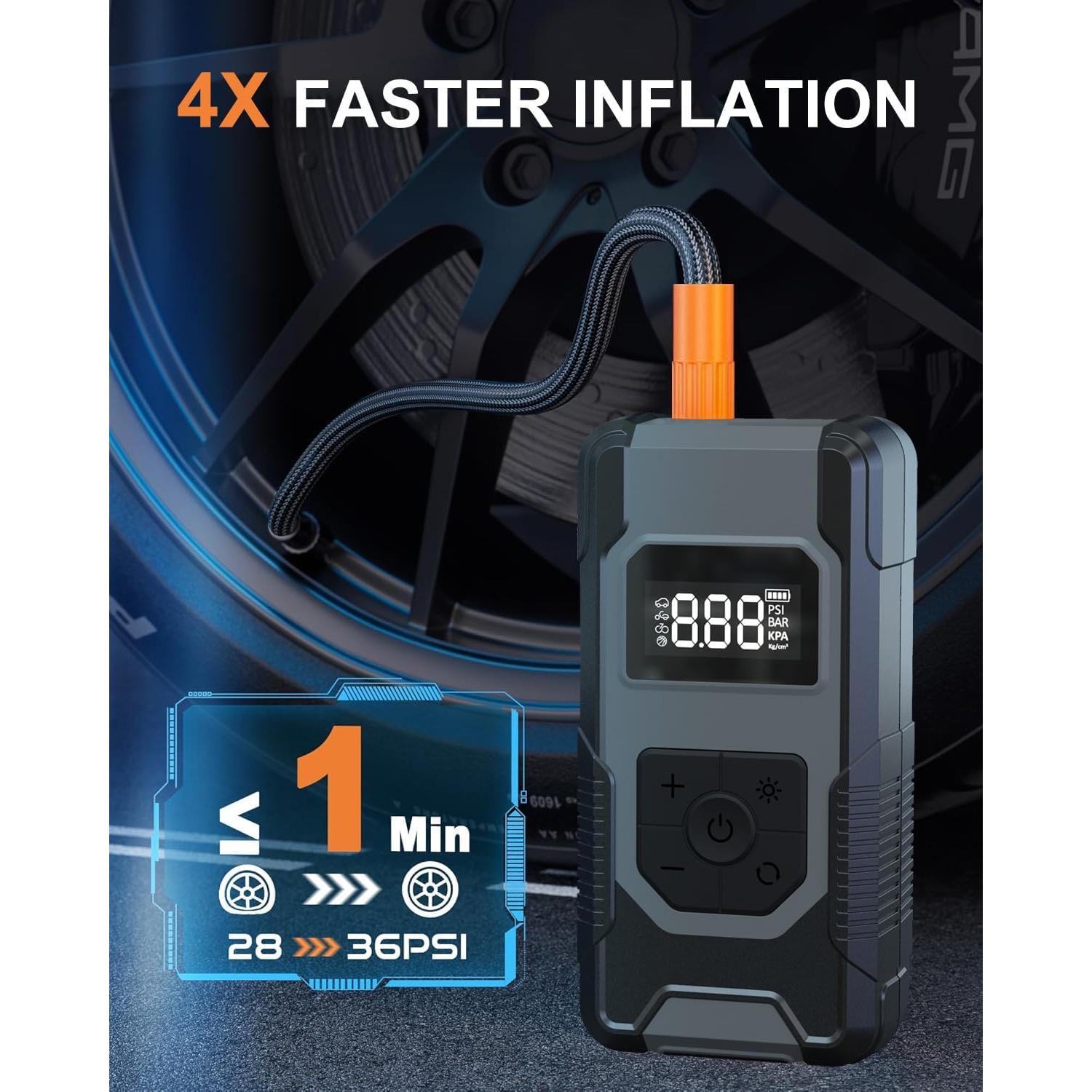 Compresor de Aire Portátil ToobTiill 120W Inalámbrico con Manómetro