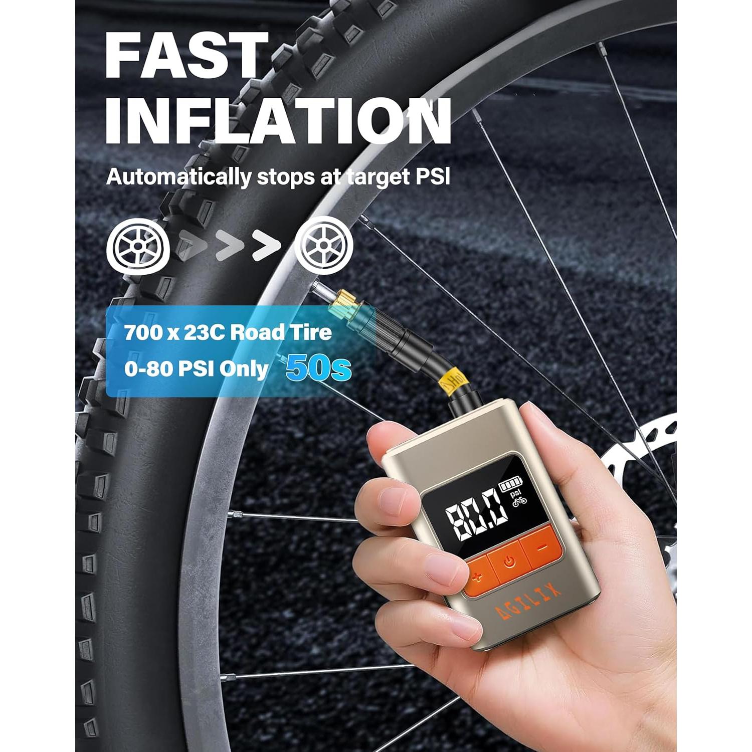 Mini bomba de neumáticos Agilix 120 PSI con manómetro