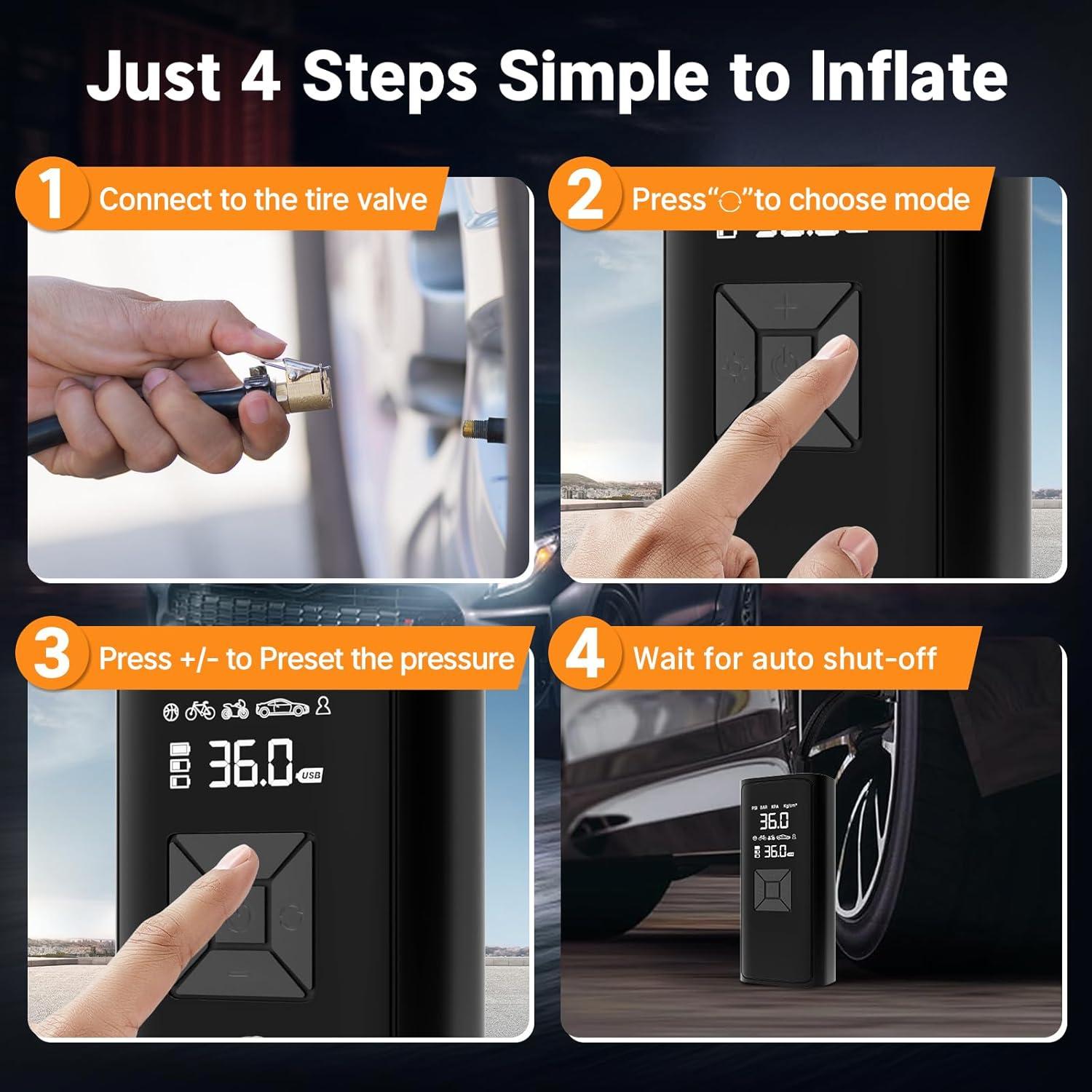 Compresor de Aire Portátil Genérico 150 PSI Bomba Sin Cable