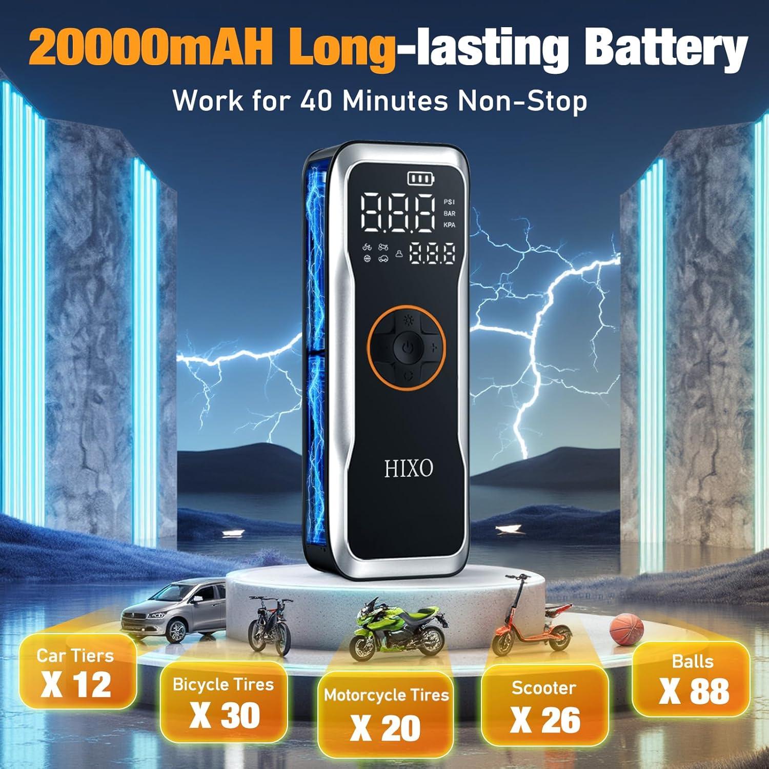 Compresor de Aire Portátil HIXO 150PSI 20000mAh para Coche