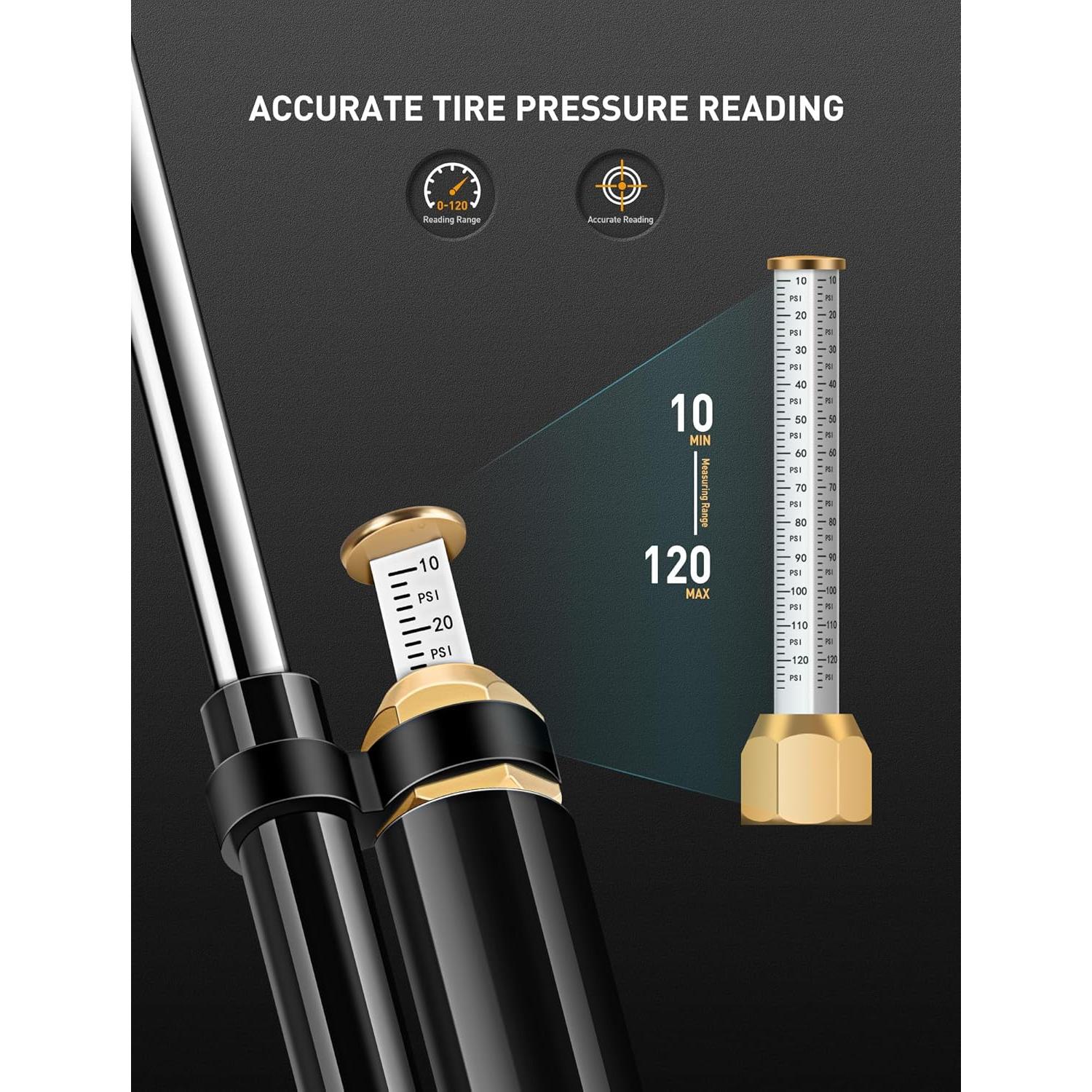 Inflador de Neumáticos EVOULTES con Manómetro 10-120 PSI