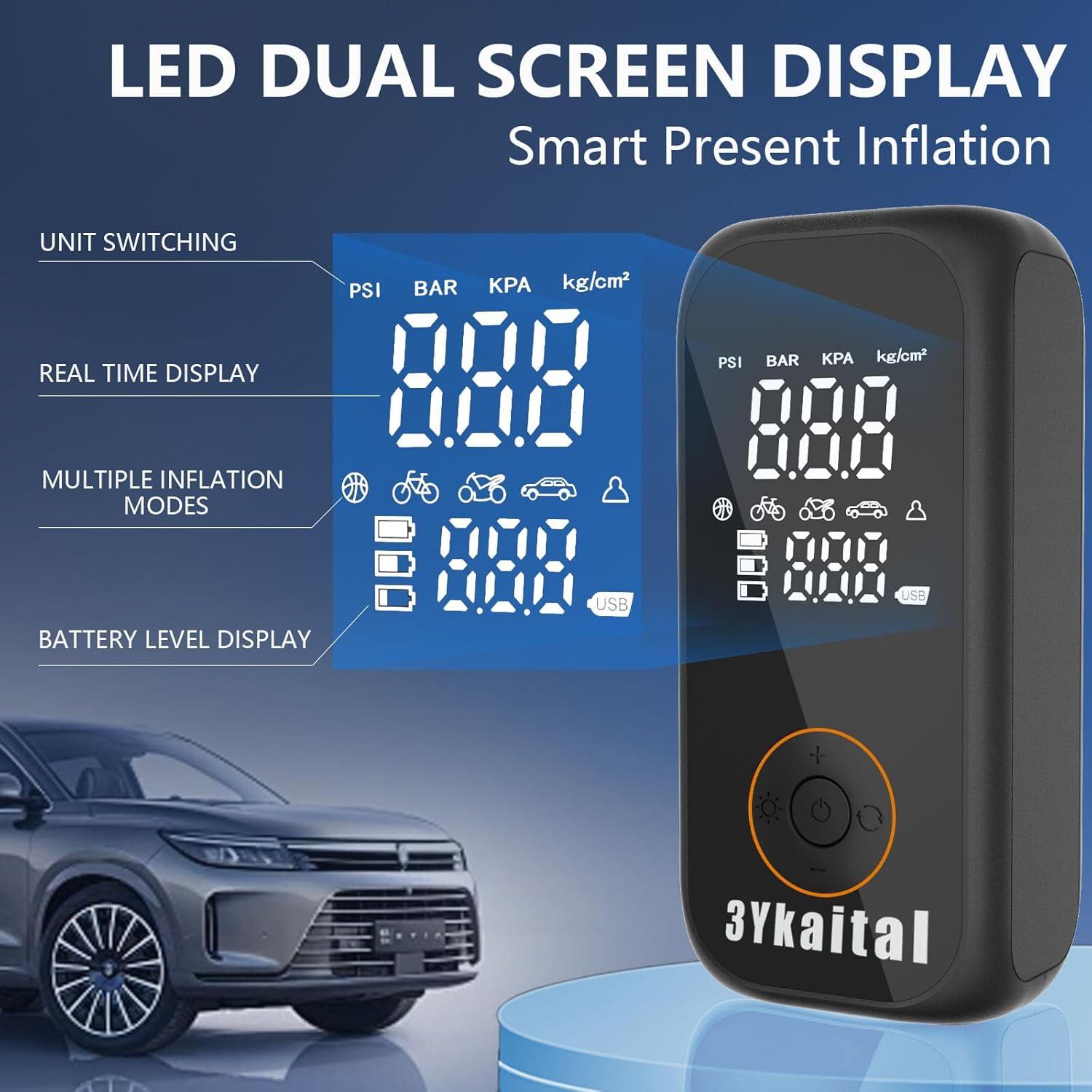 Compresor de Aire Portátil 3Ykaital 150 PSI Digital Inalámbrico