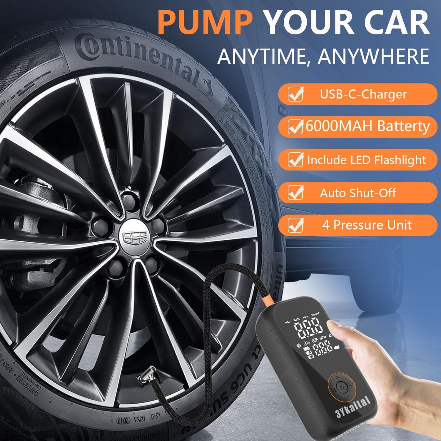 Compresor de Aire Portátil 3Ykaital 150 PSI Digital Inalámbrico