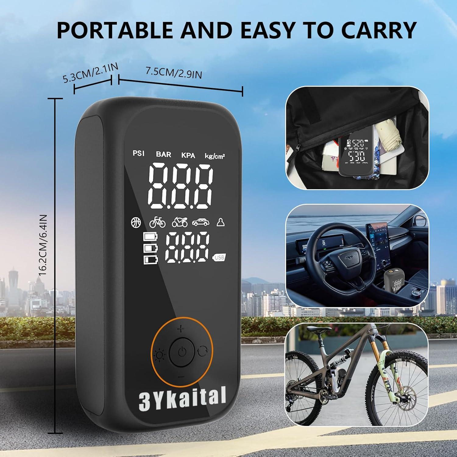 Compresor de Aire Portátil 3Ykaital 150 PSI Digital Inalámbrico