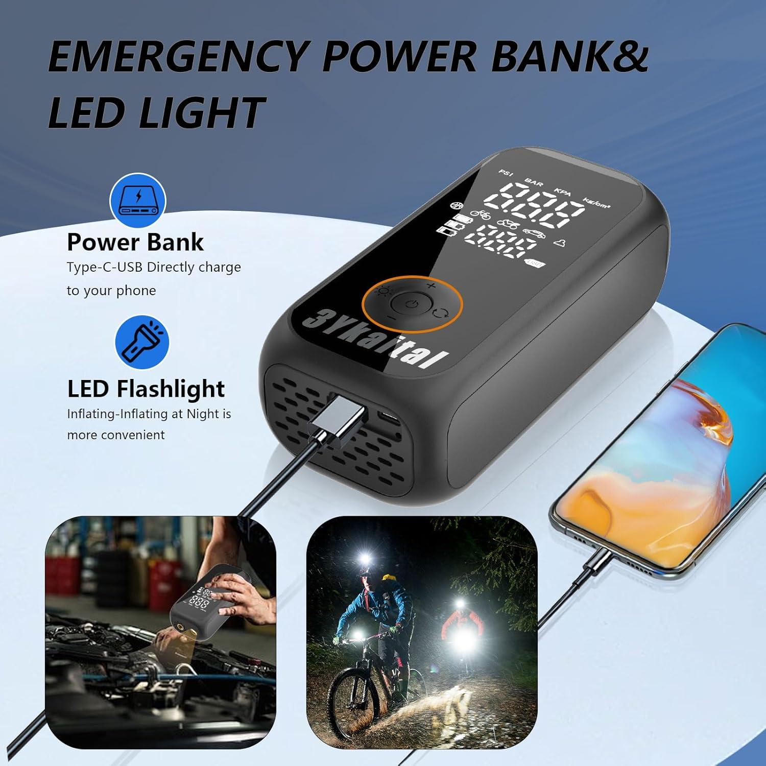 Compresor de Aire Portátil 3Ykaital 150 PSI Digital Inalámbrico