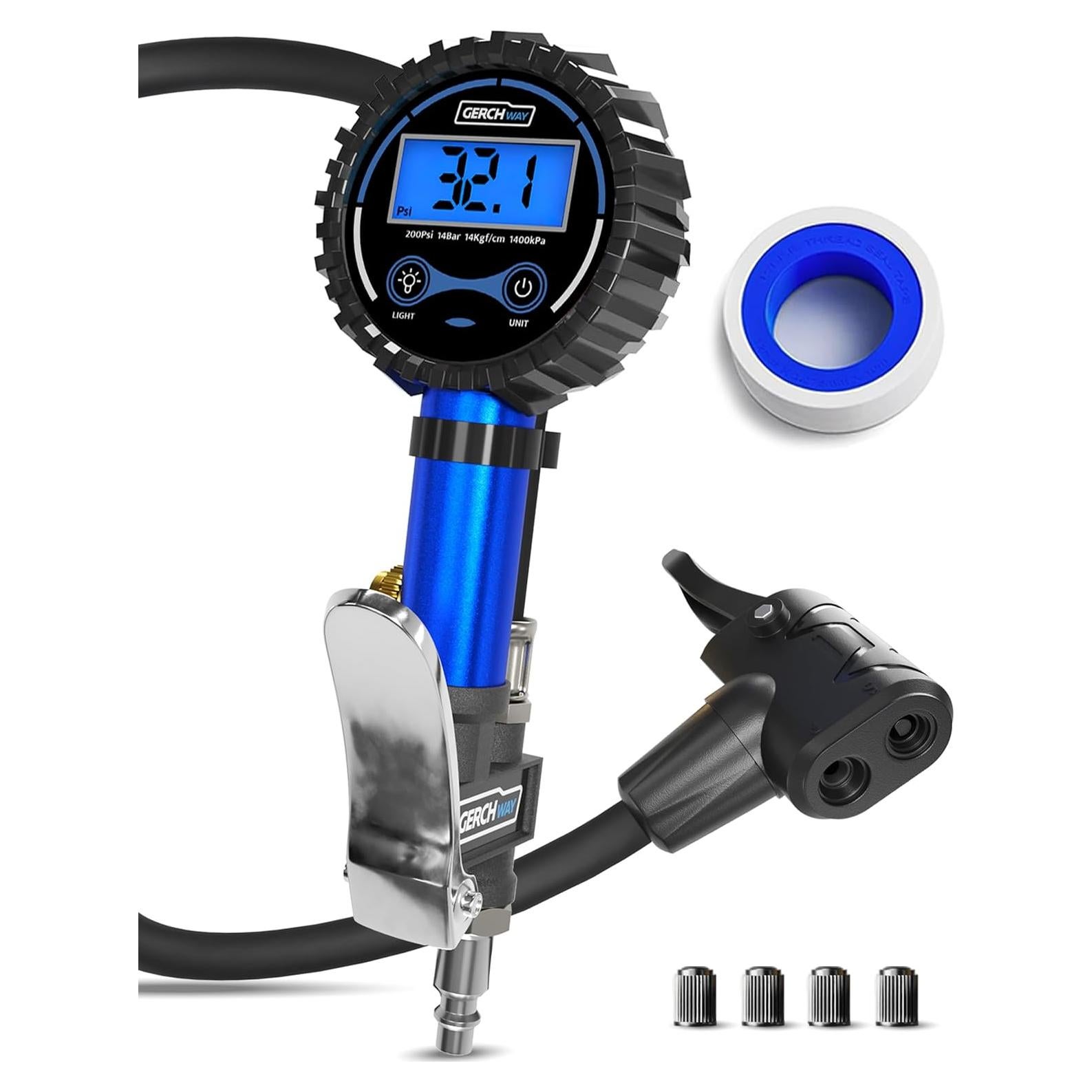 Inflador Digital de Neumáticos Gerchway con Manómetro 3-200 PSI