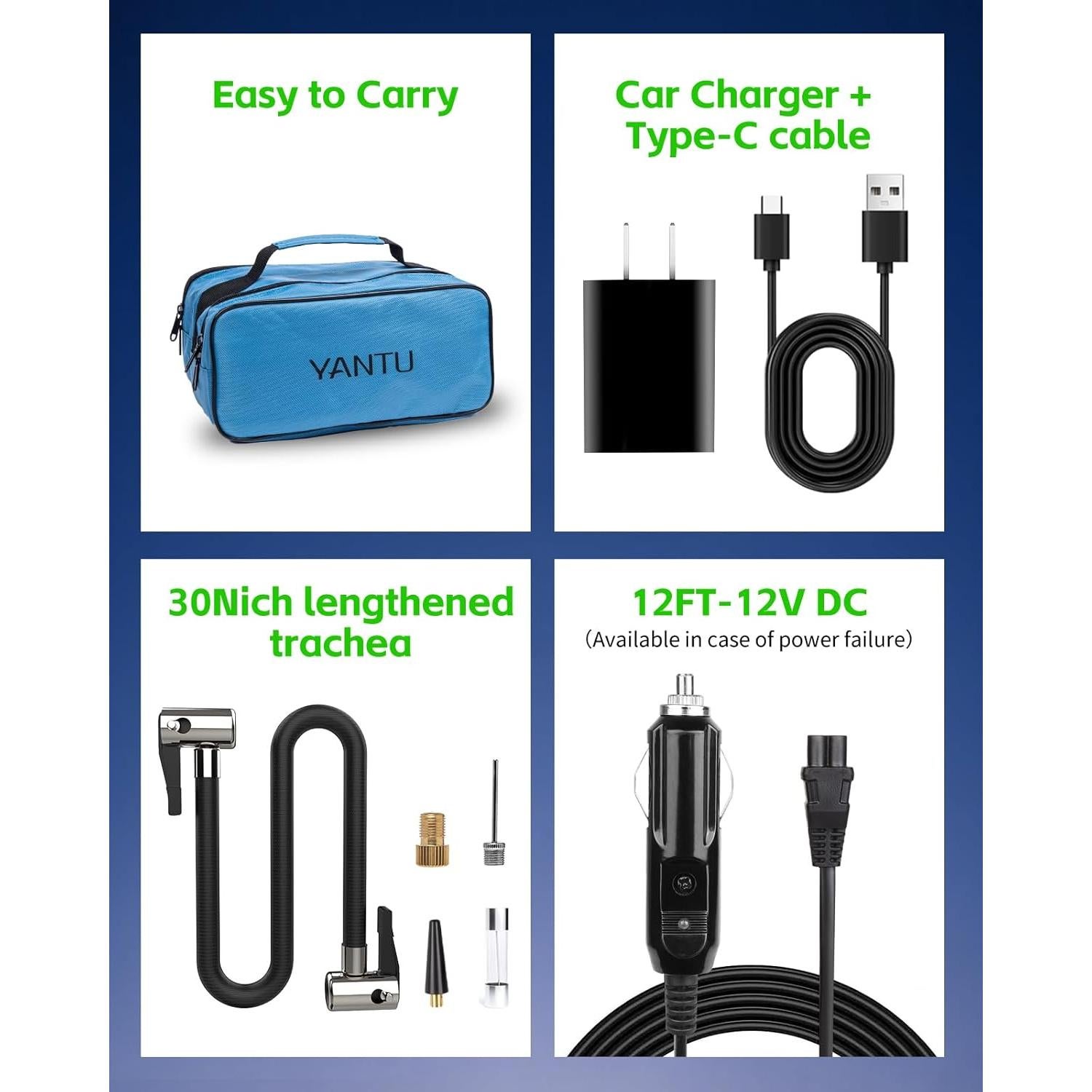 Compresor de Aire Portátil YANTU A22 Doble Cilindro 12V