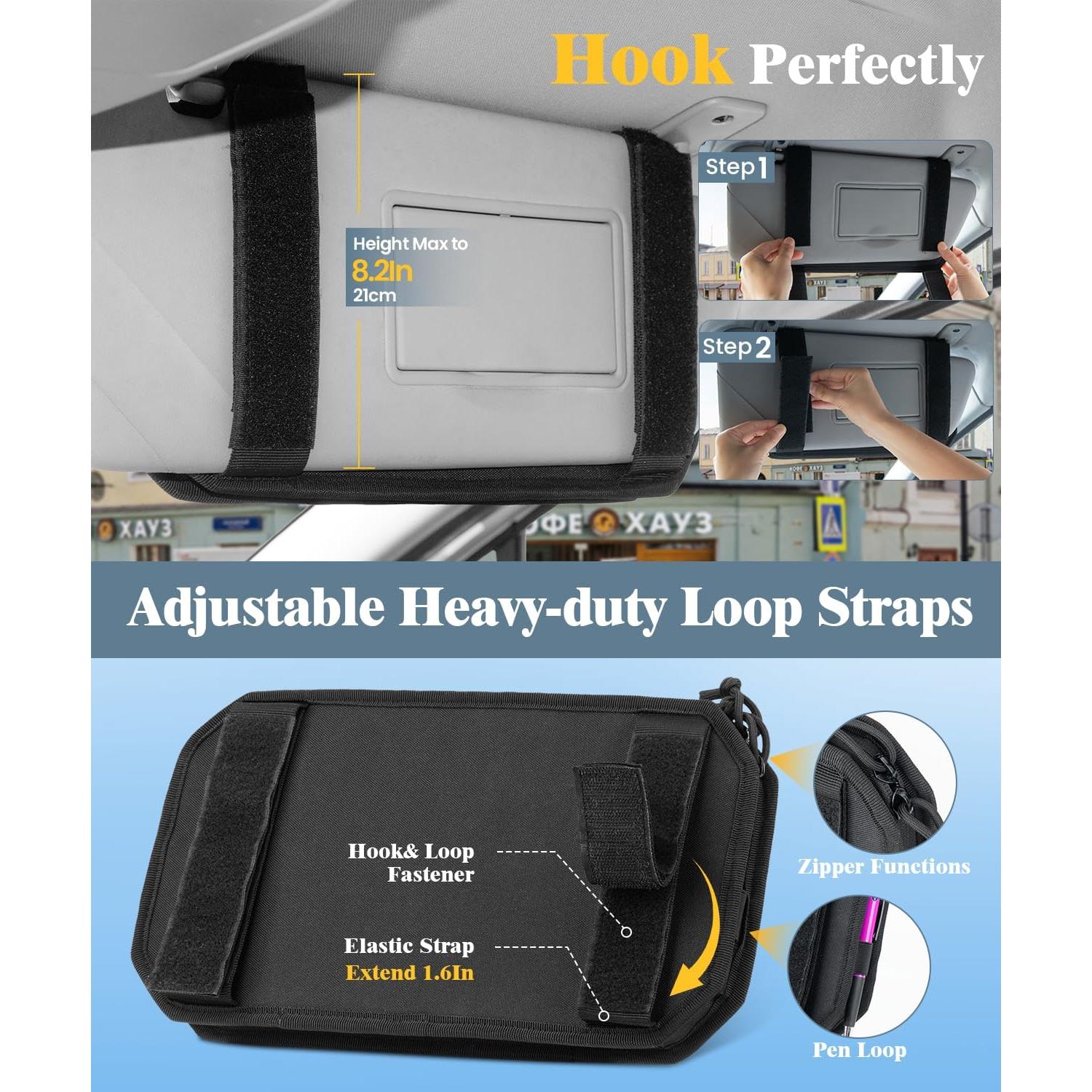 Organizador de Visera de Coche DEEPLITE Nylon 32.5x17.5cm