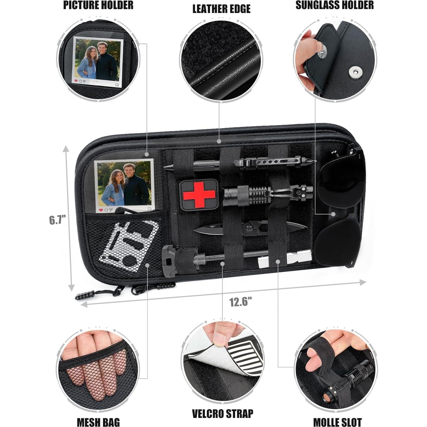 Organizador de Visera de Coche Drsvabze Táctico 1000D Negro