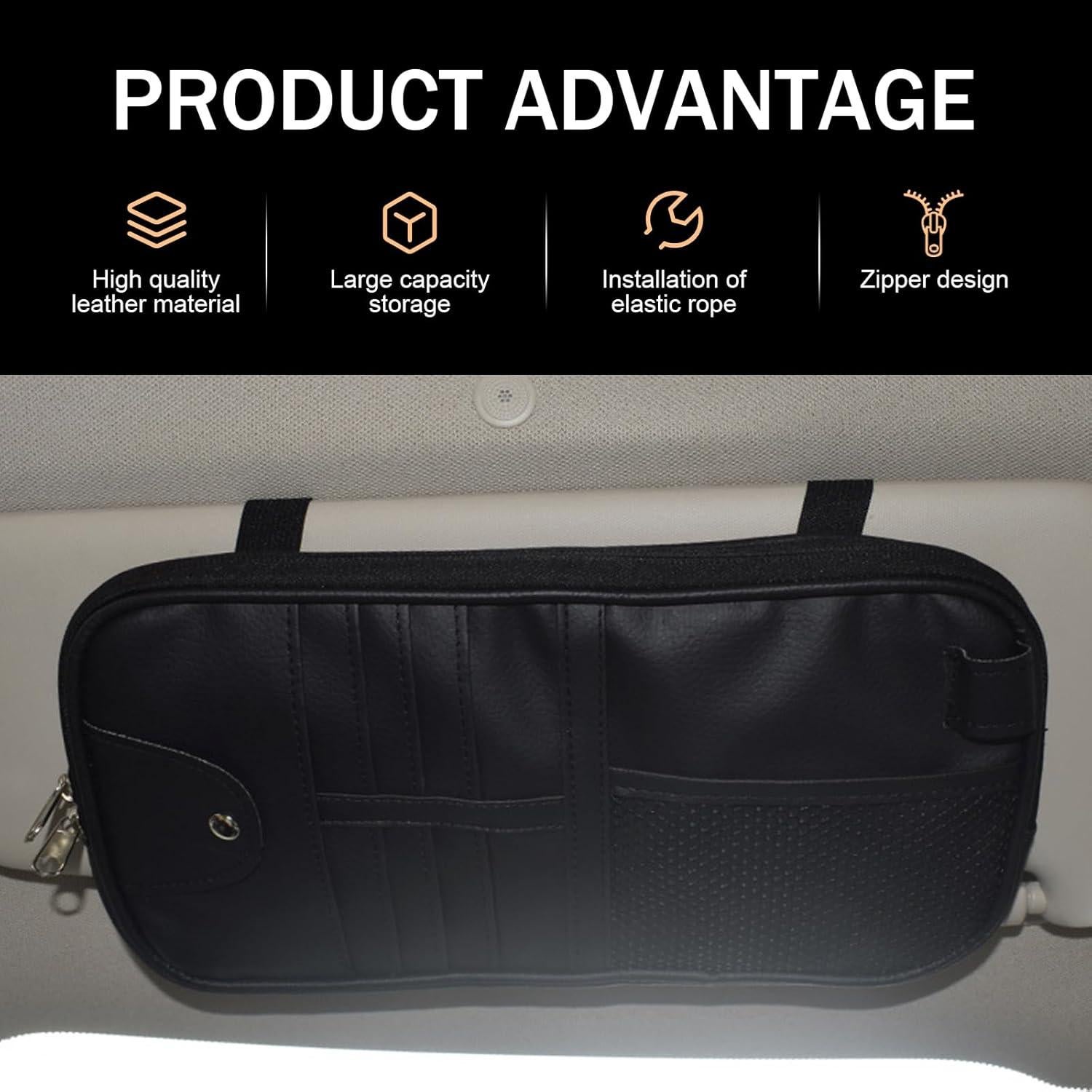 Organizador de Visera Solar Anyhut Negro 30x15 cm Multifuncional