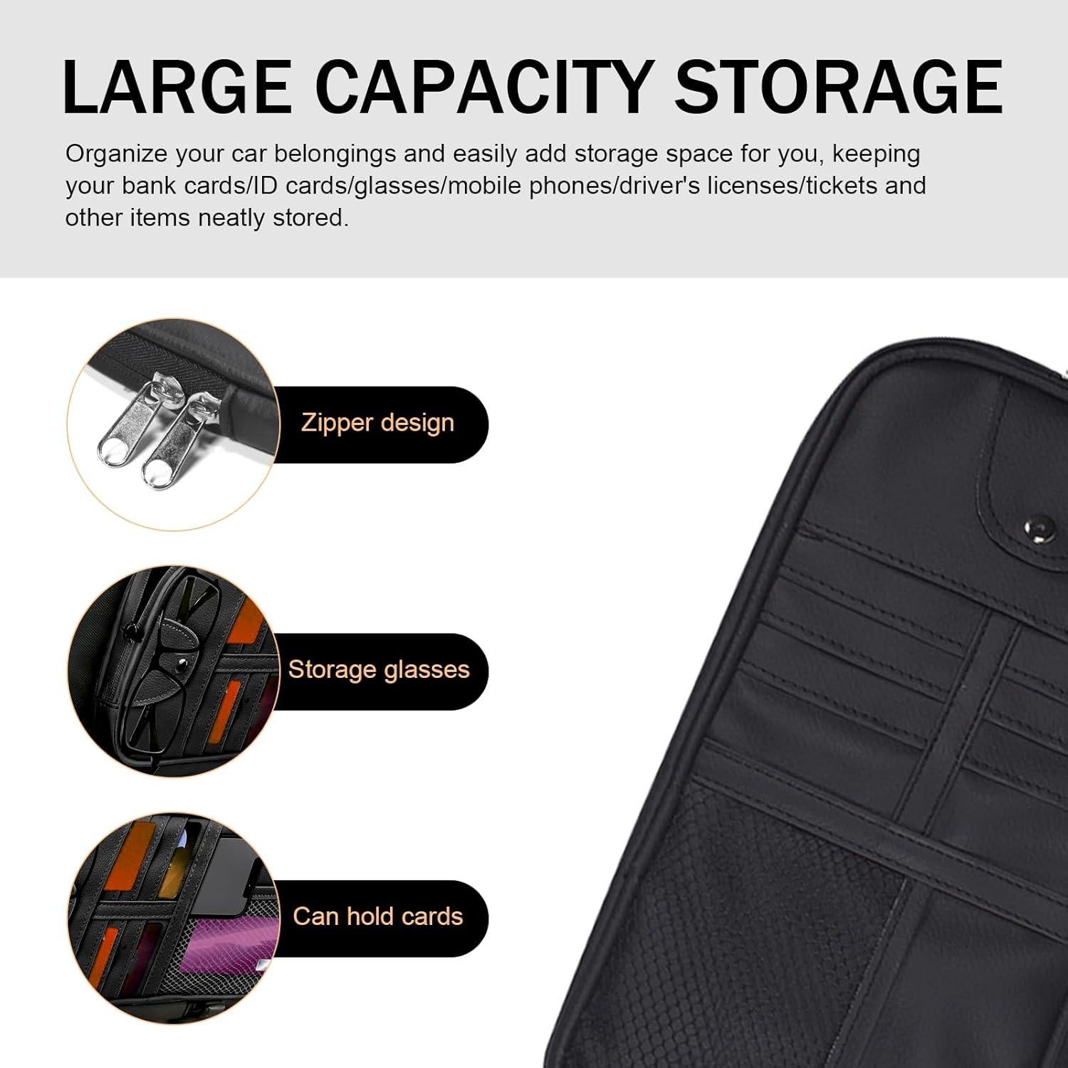 Organizador de Visera Solar Anyhut Negro 30x15 cm Multifuncional