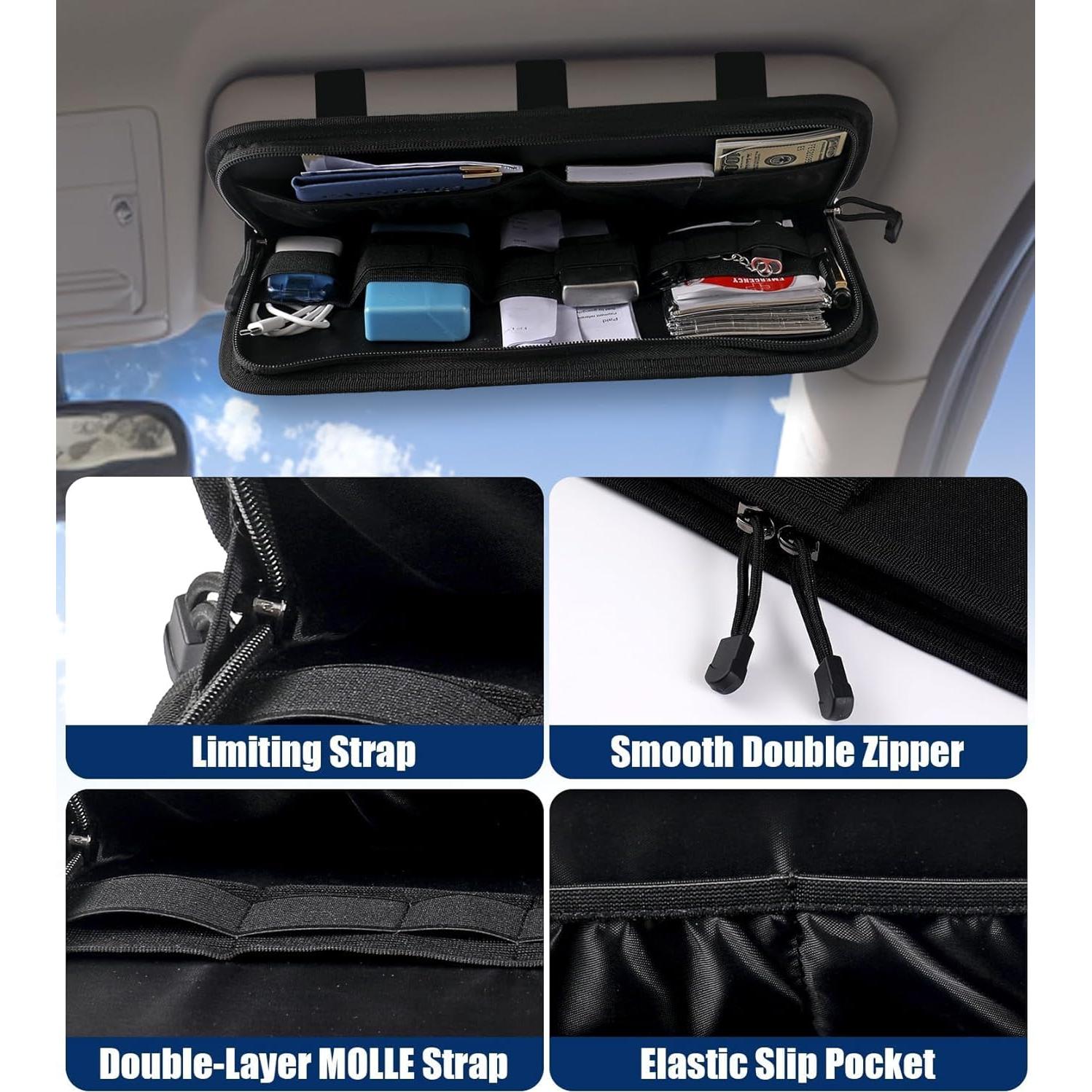 Organizador de Visera de Coche HFLZBRO con Panel MOLLE 32x17.5cm