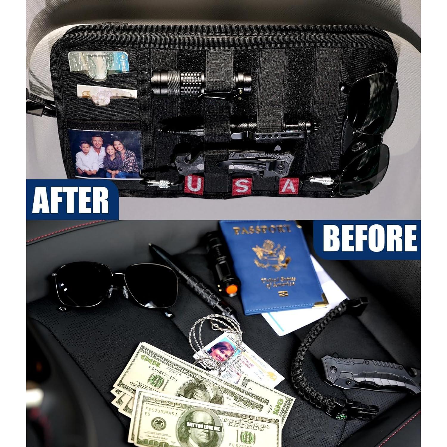 Organizador de Visera de Coche HFLZBRO con Panel MOLLE 32x17.5cm