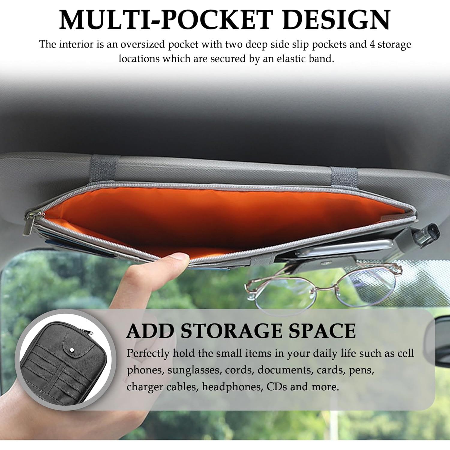 Organizador de Visera de Coche YGDMD con Soporte para Gafas y Tarjetas