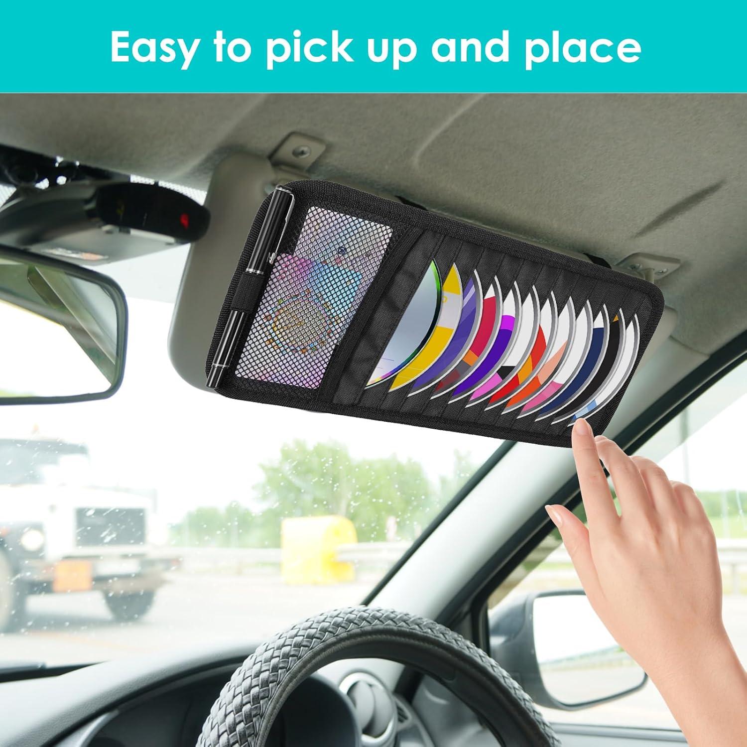 Soporte de CD para coche Trinkrittey con 12 fundas y bolsillo