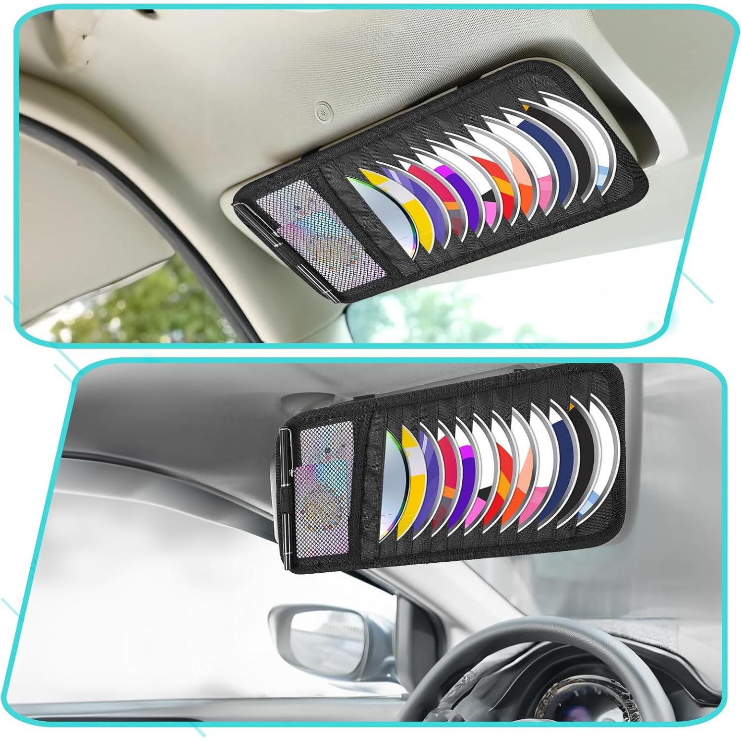 Soporte de CD para coche Trinkrittey con 12 fundas y bolsillo