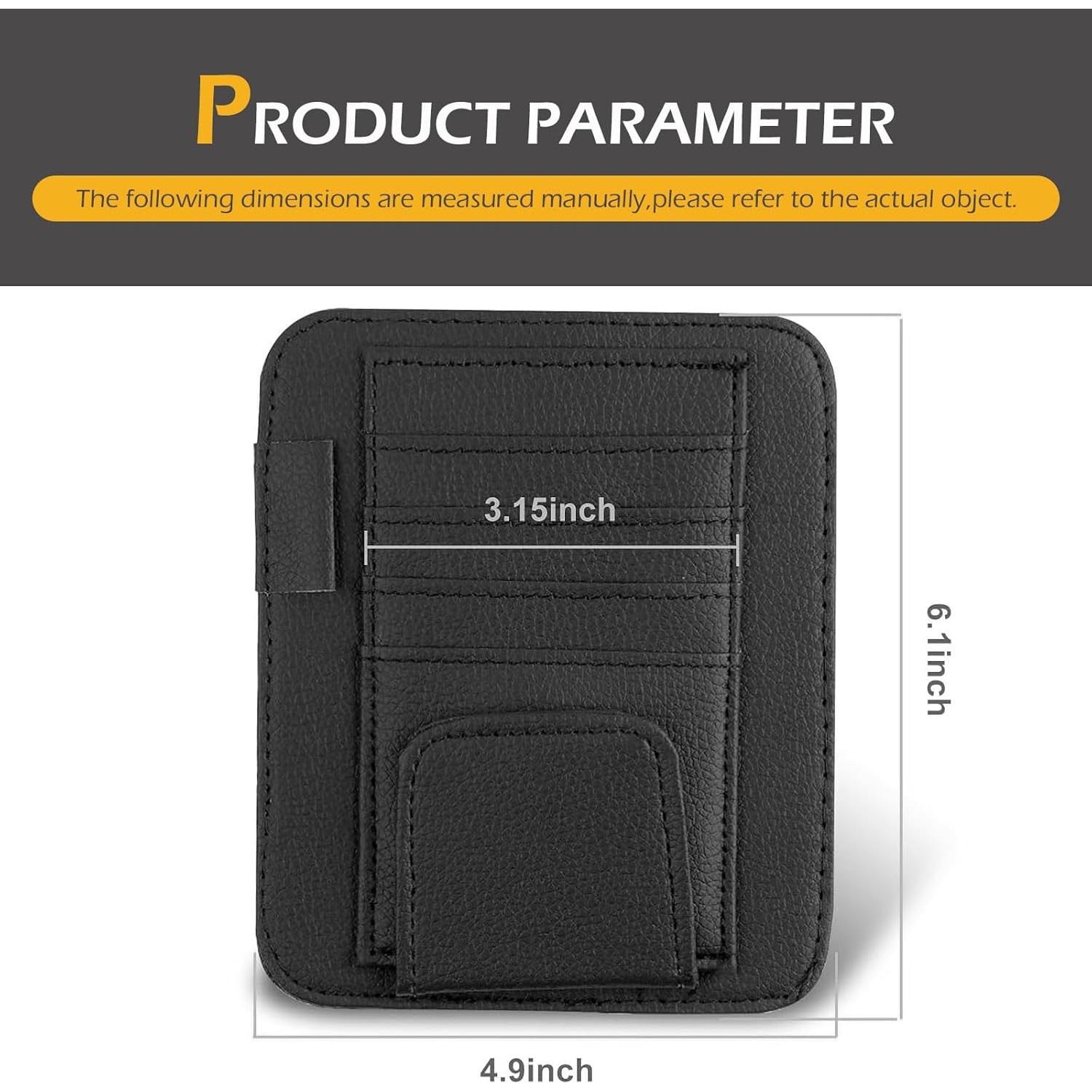 Organizador de Visera de Coche Ferianl - Cuero PU Negro 15.5x12.4cm