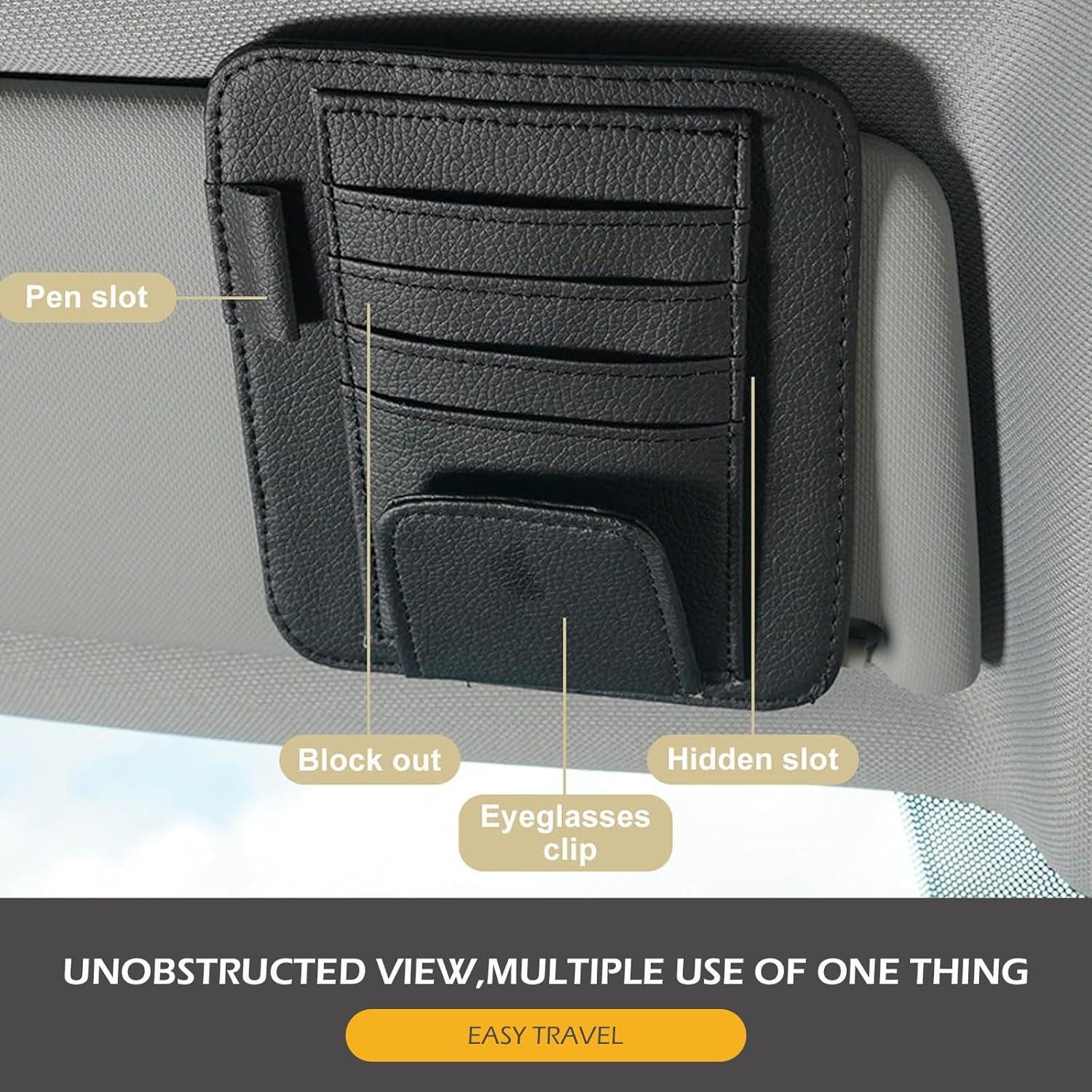 Organizador de Visera de Coche Ferianl - Cuero PU Negro 15.5x12.4cm