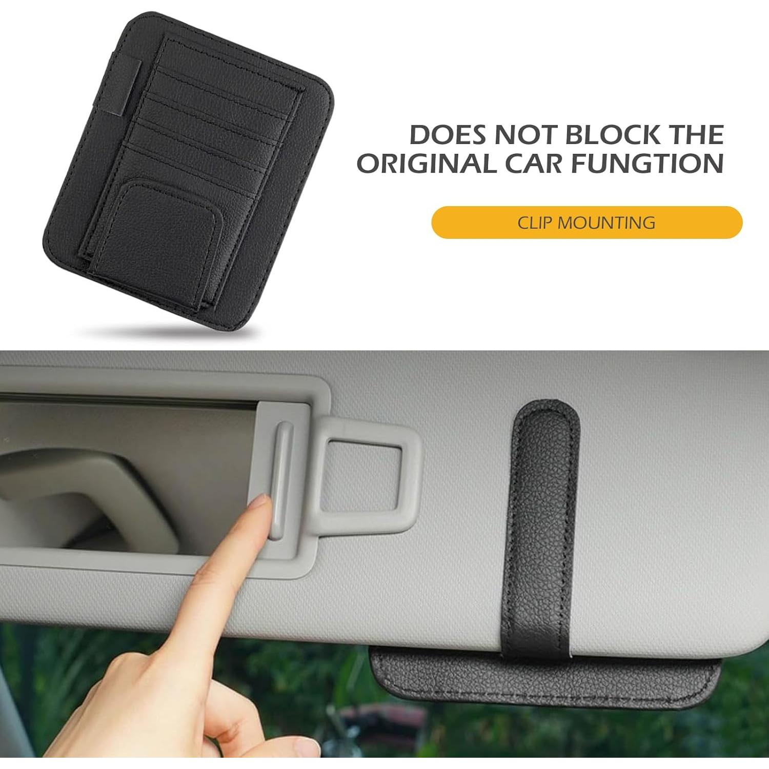 Organizador de Visera de Coche Ferianl - Cuero PU Negro 15.5x12.4cm