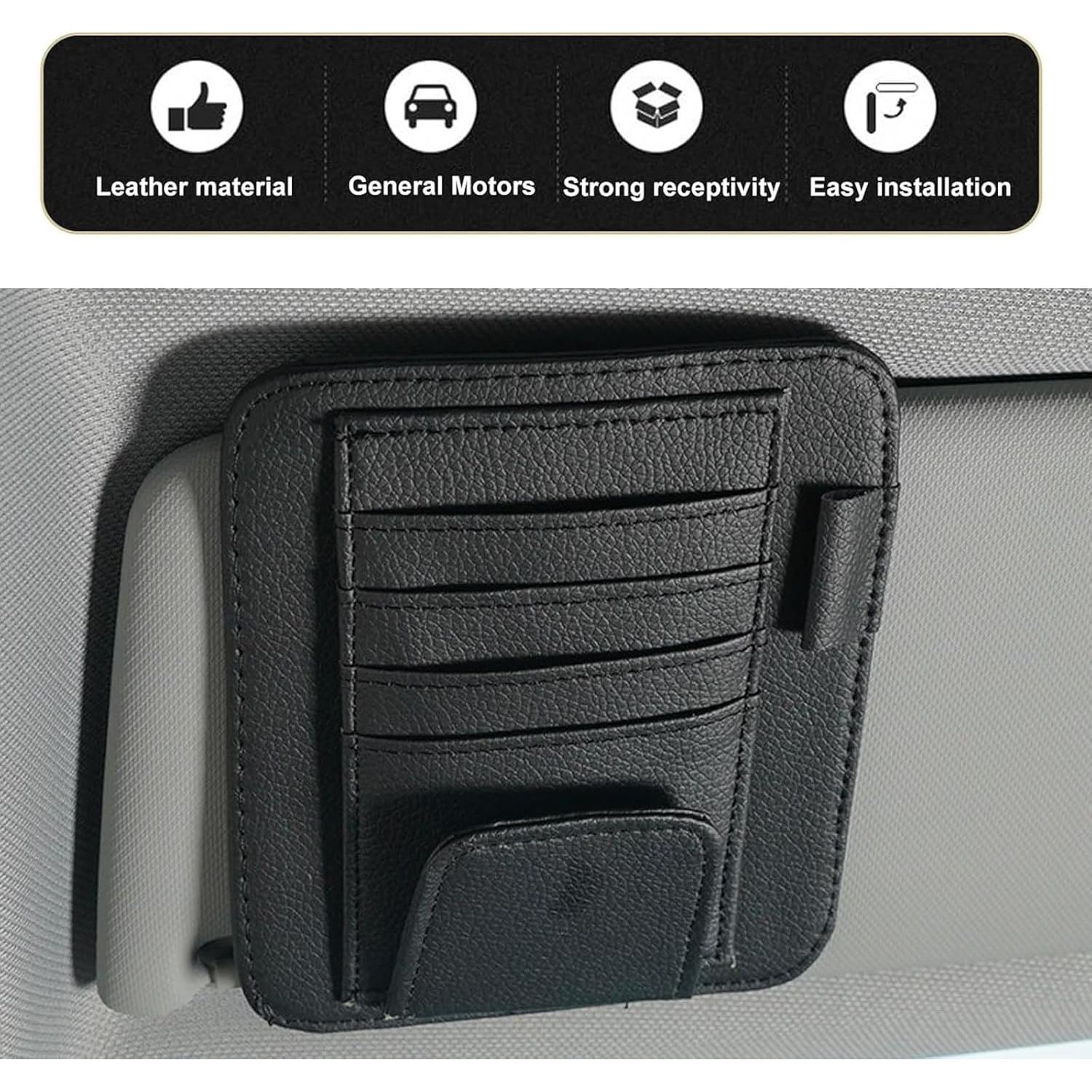 Organizador de Visera de Coche Ferianl - Cuero PU Negro 15.5x12.4cm