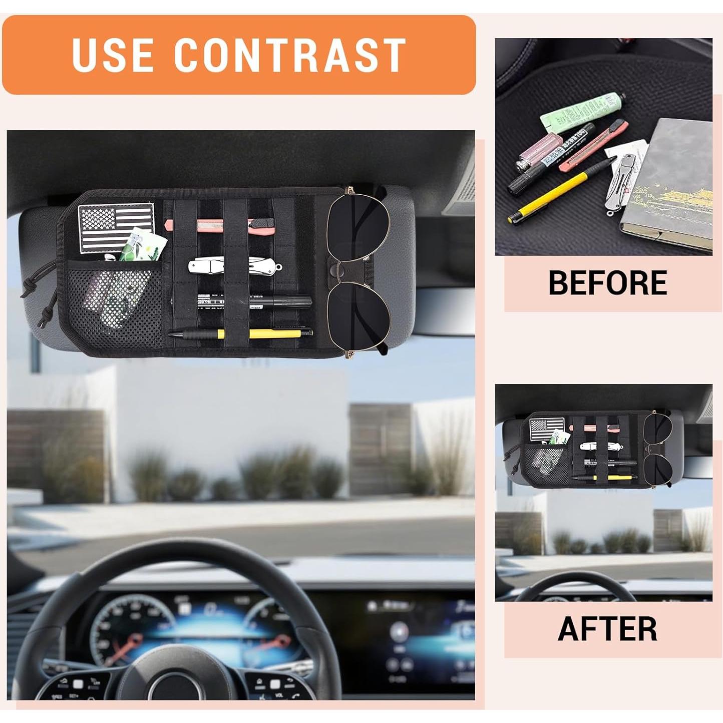 Organizador de Visera de Coche Quuztao 32.5x18cm con Cremallera