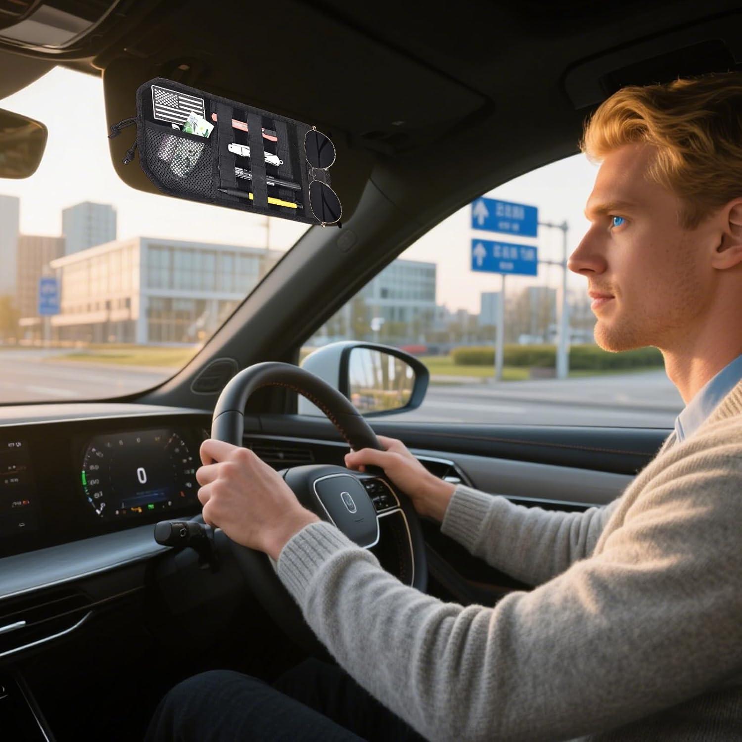 Organizador de Visera de Coche Quuztao 32.5x18cm con Cremallera