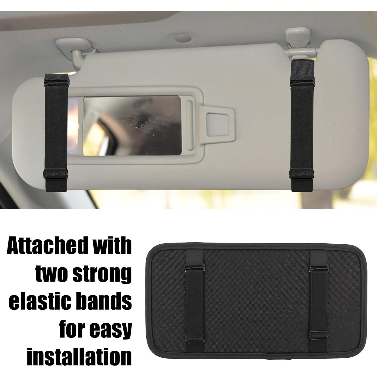 Organizador de Visera de Coche Panthra 2 Pcs Cuero Negro y Gris