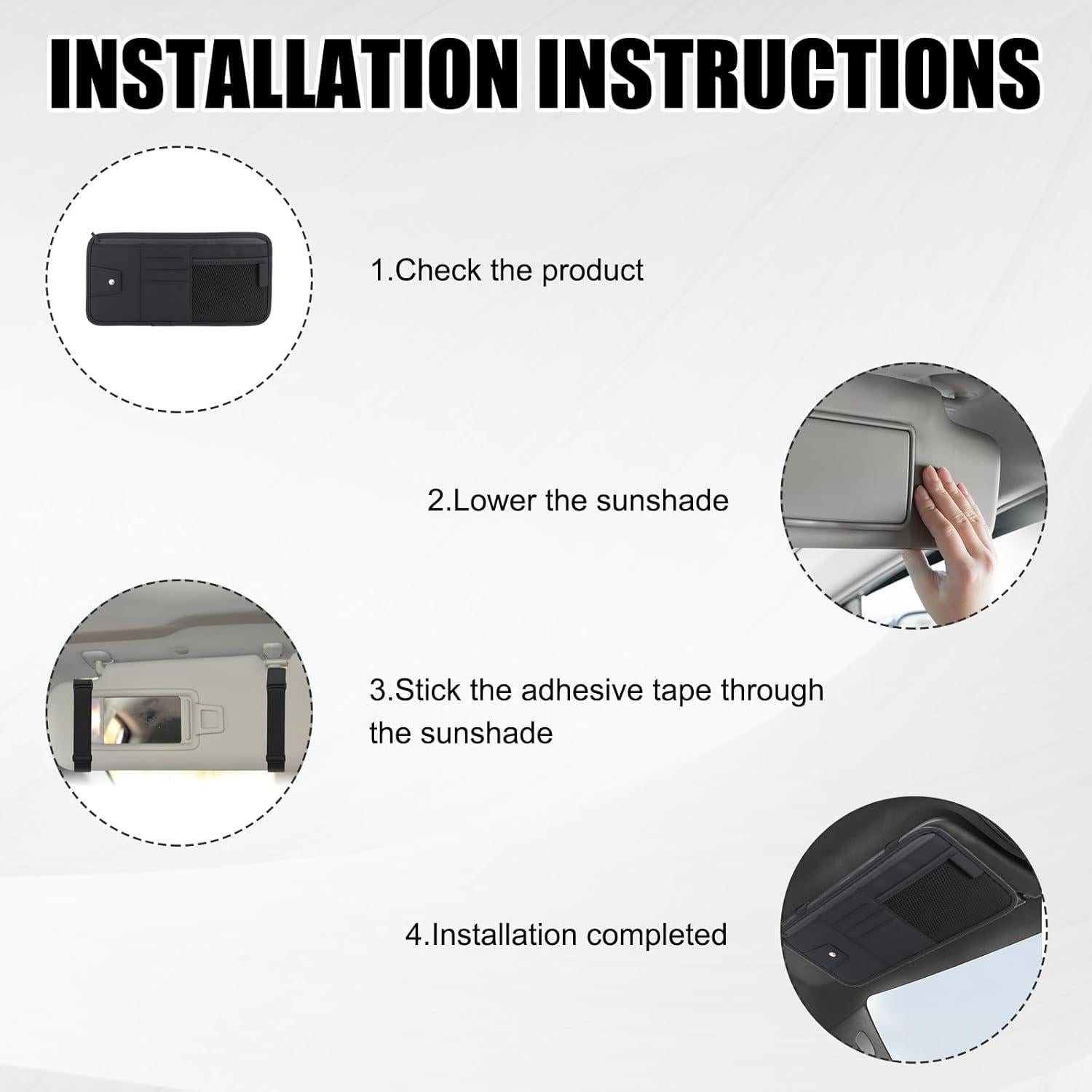 Organizador de Visera de Coche Panthra 2 Pcs Cuero Negro y Gris