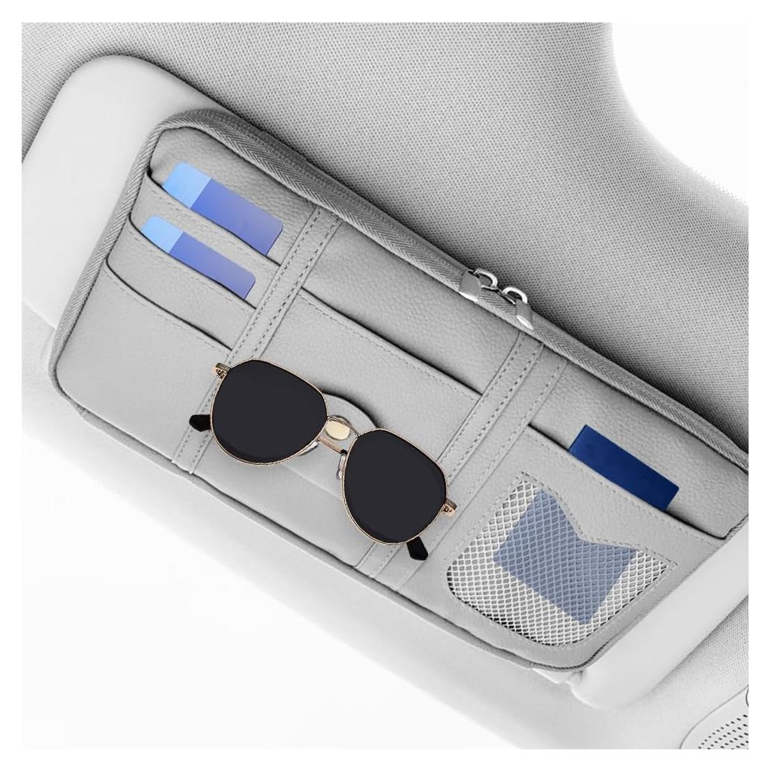 Organizador de Visera de Coche Norkmdi Gris con Múltiples Bolsillos