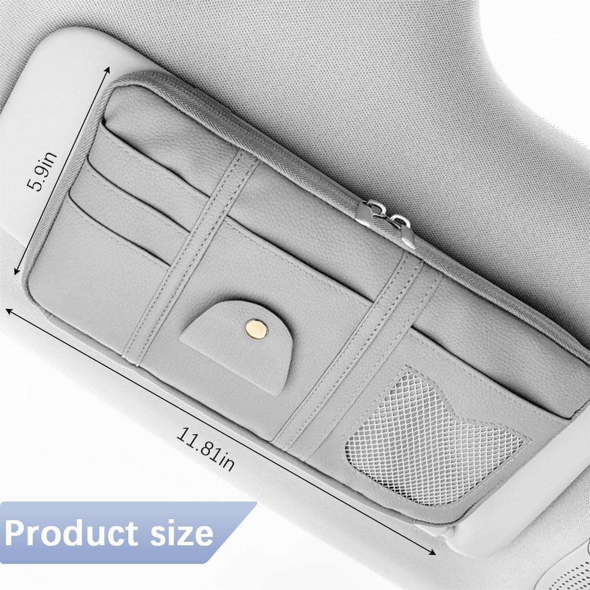 Organizador de Visera de Coche Norkmdi Gris con Múltiples Bolsillos