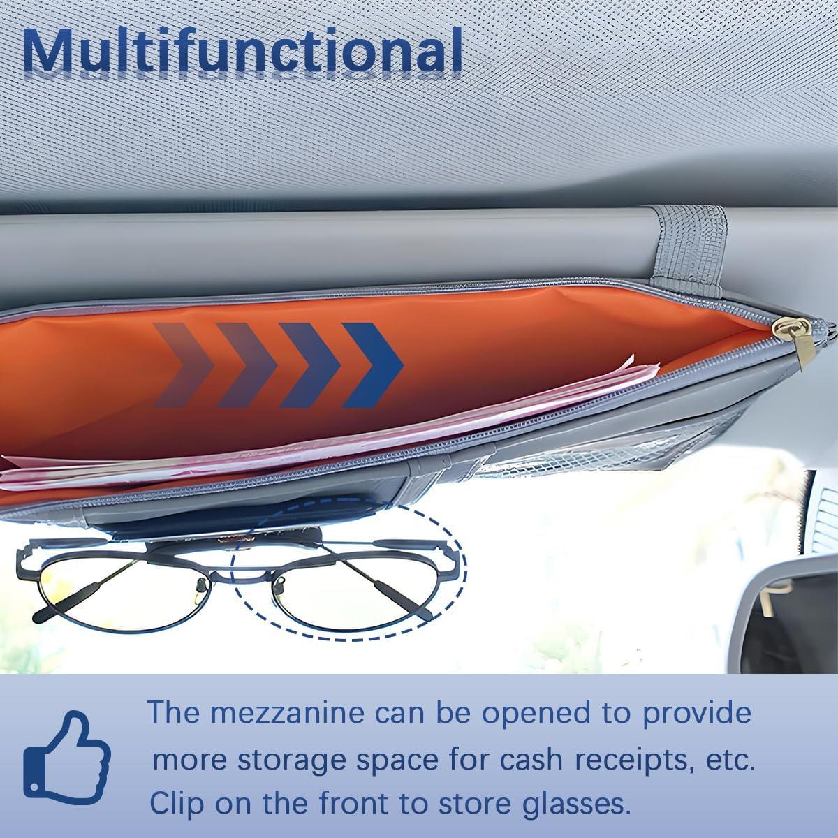 Organizador de Visera de Coche Norkmdi Gris con Múltiples Bolsillos