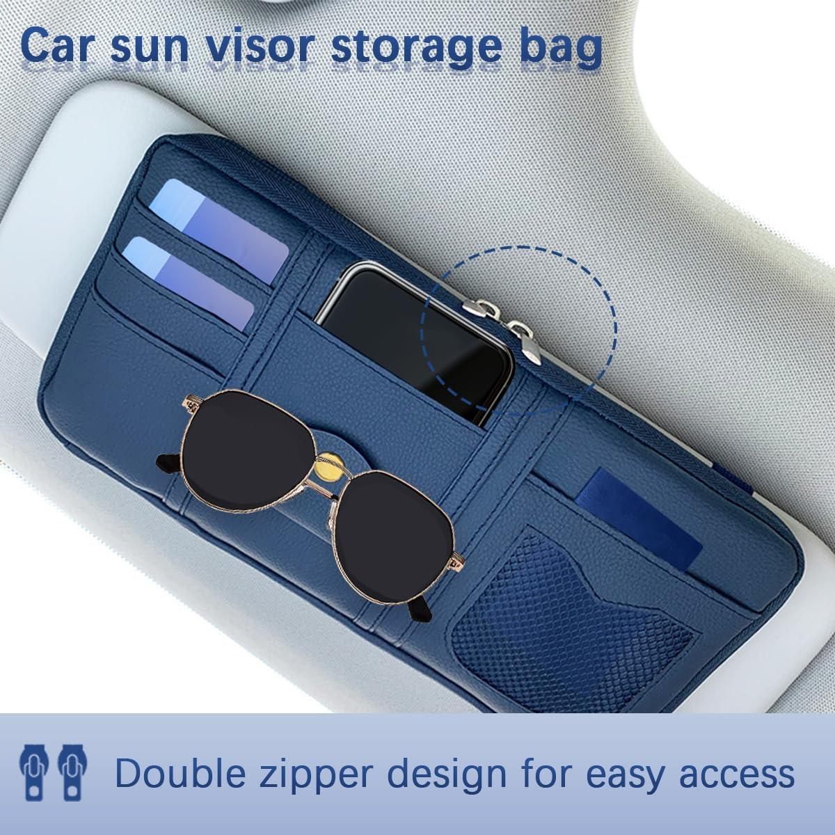 Organizador de Visera de Coche Norkmdi Gris con Múltiples Bolsillos