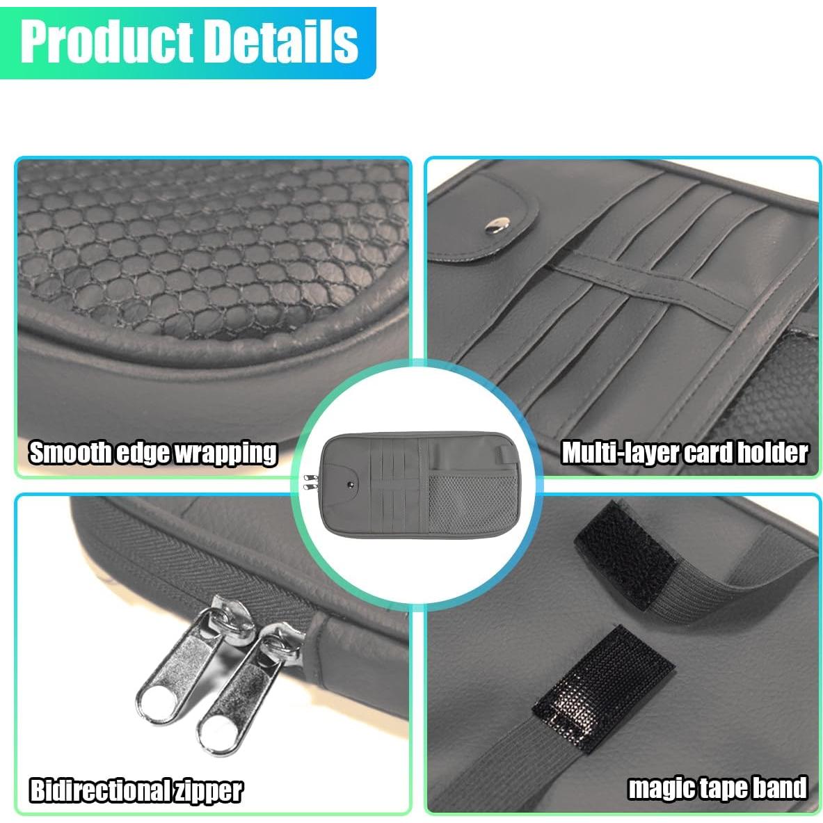 Organizador de Visera Solar ZIMISI para Coche - Cuero PU Gris