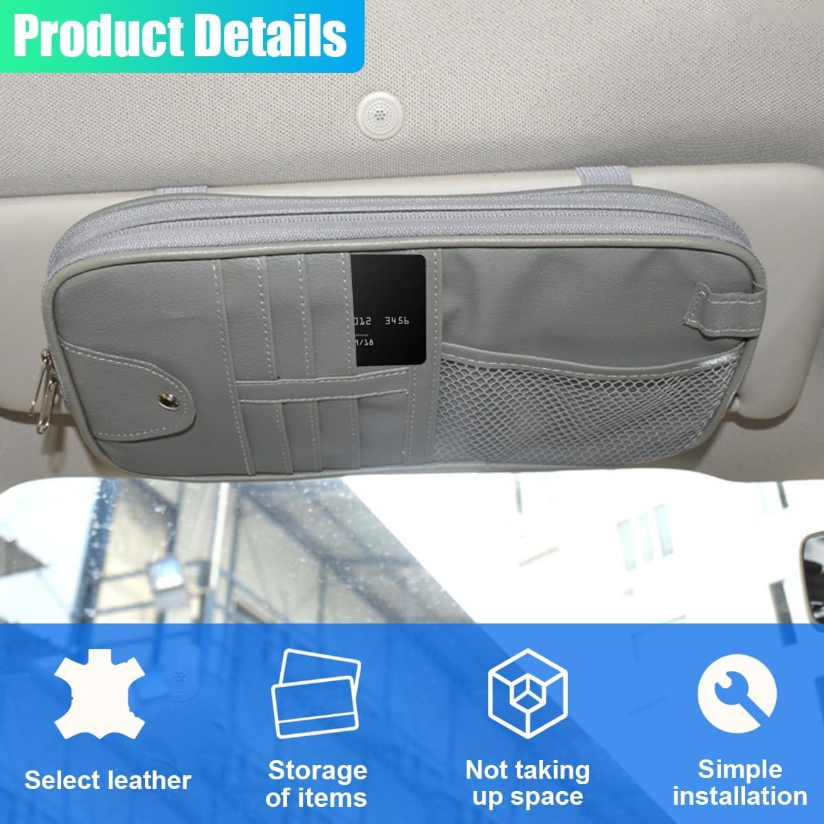 Organizador de Visera Solar ZIMISI para Coche - Cuero PU Gris