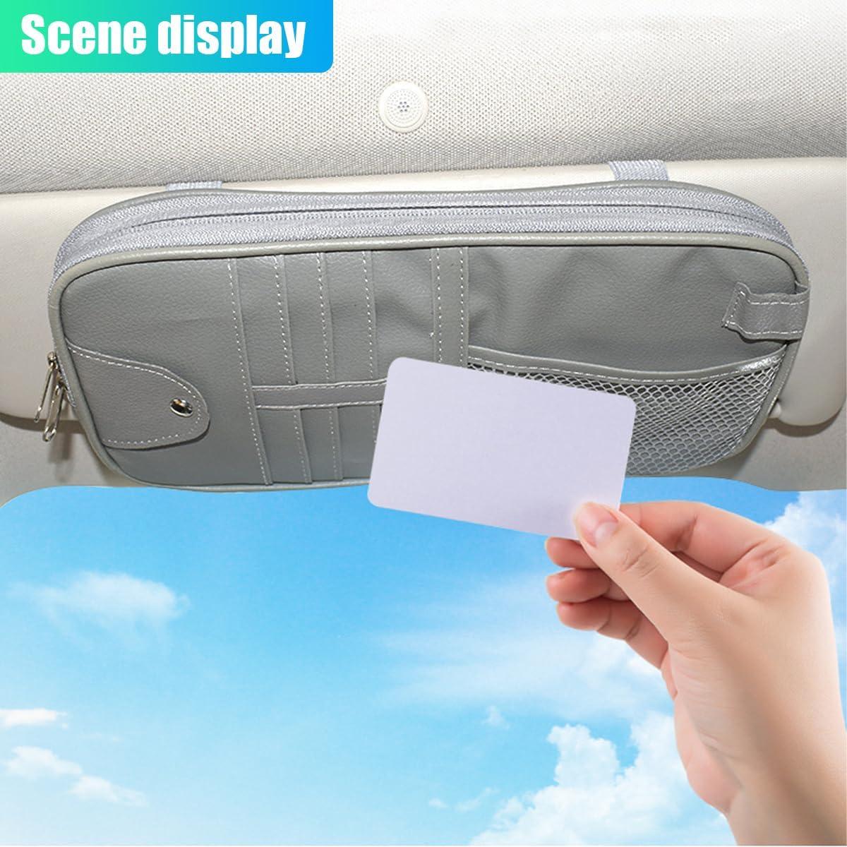 Organizador de Visera Solar ZIMISI para Coche - Cuero PU Gris
