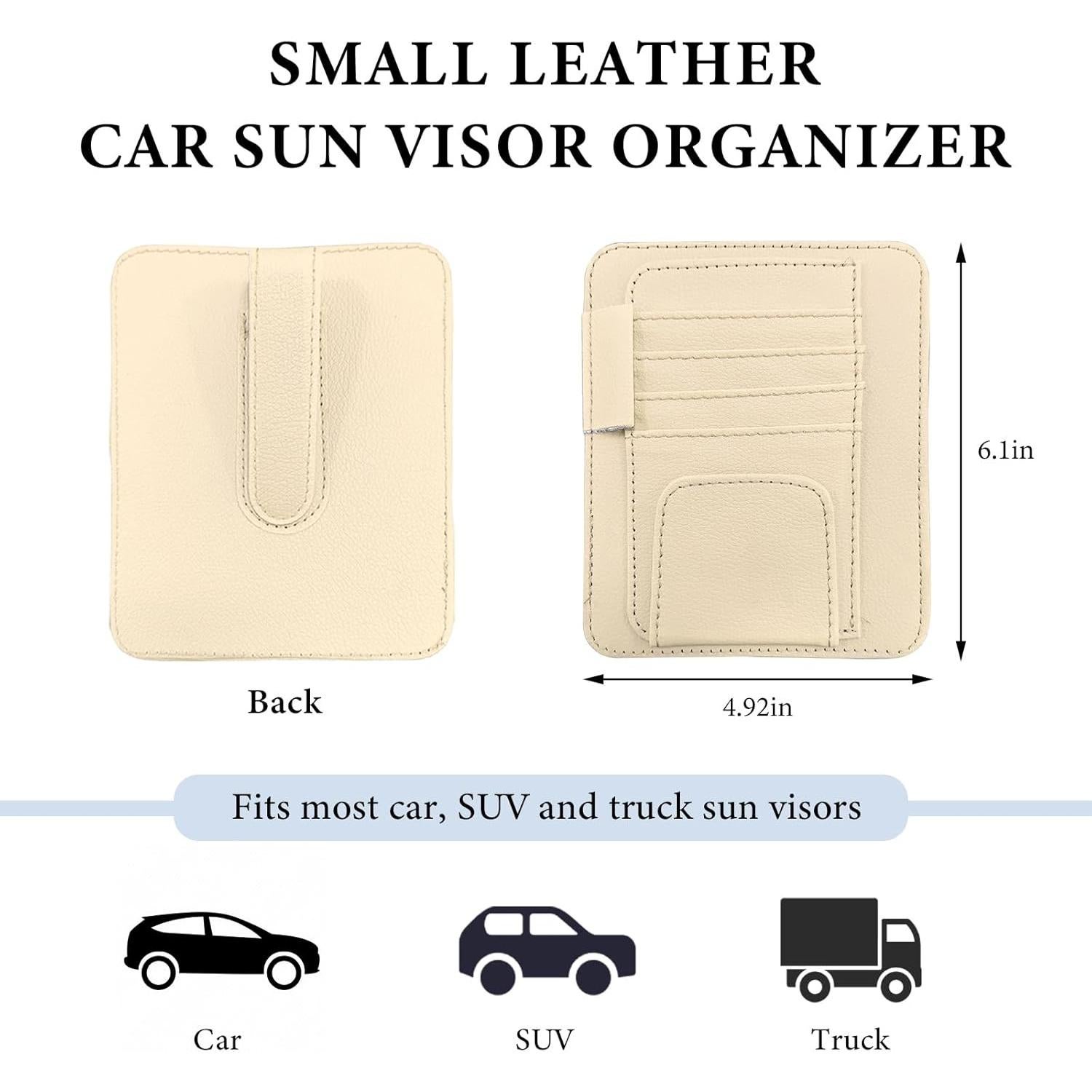 Organizador de Visera de Coche NYTKL de Cuero Beige Compacto