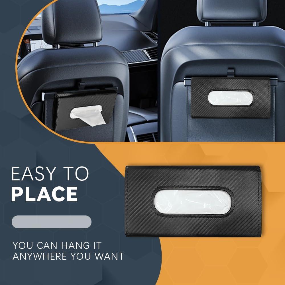 Soporte de Tejidos para Auto ASUBHA - Cuero Negro 23x13 cm