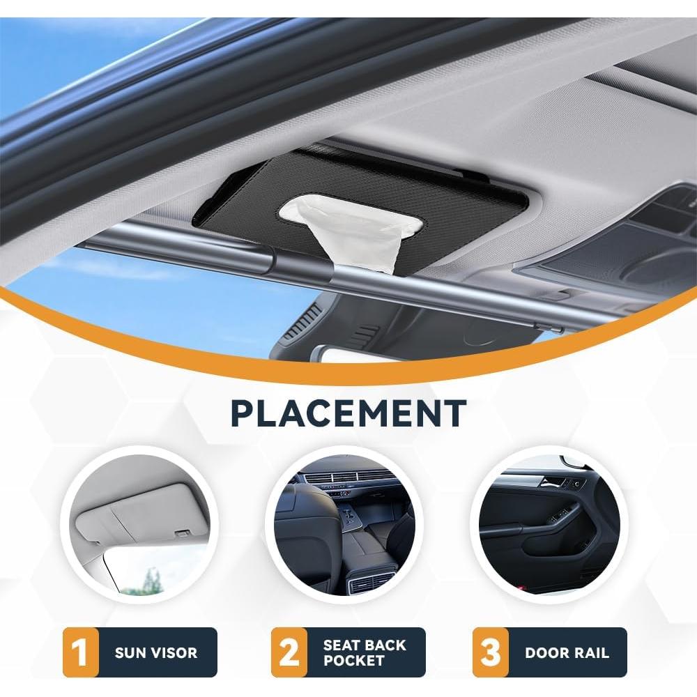 Soporte de Tejidos para Auto ASUBHA - Cuero Negro 23x13 cm