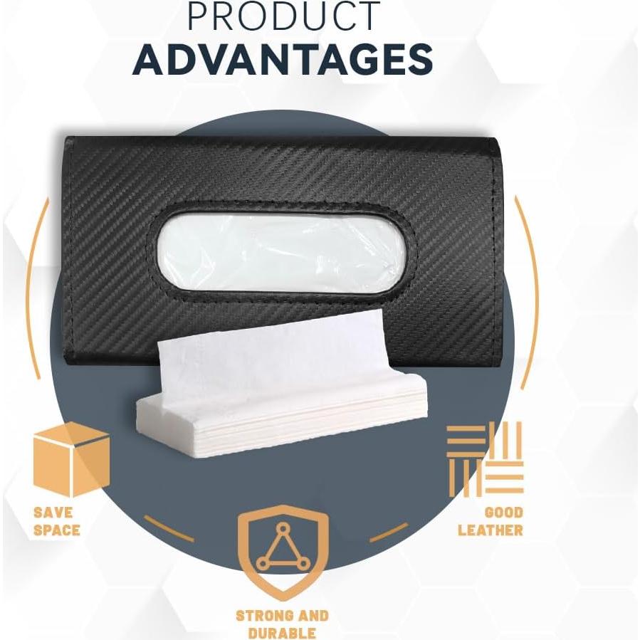 Soporte de Tejidos para Auto ASUBHA - Cuero Negro 23x13 cm