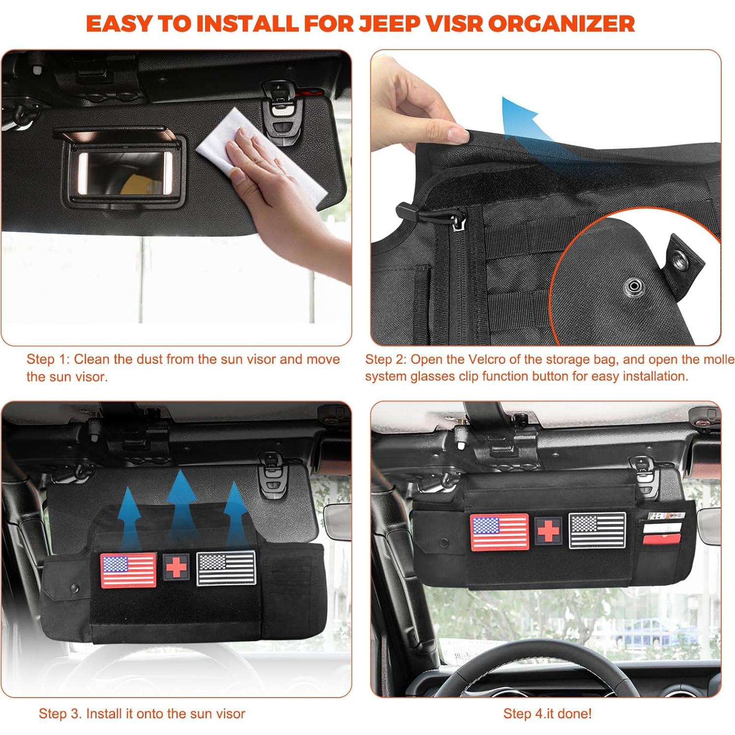 Organizador de Visera Solar Jeep Wrangler JL & Gladiator JT 2018-2025