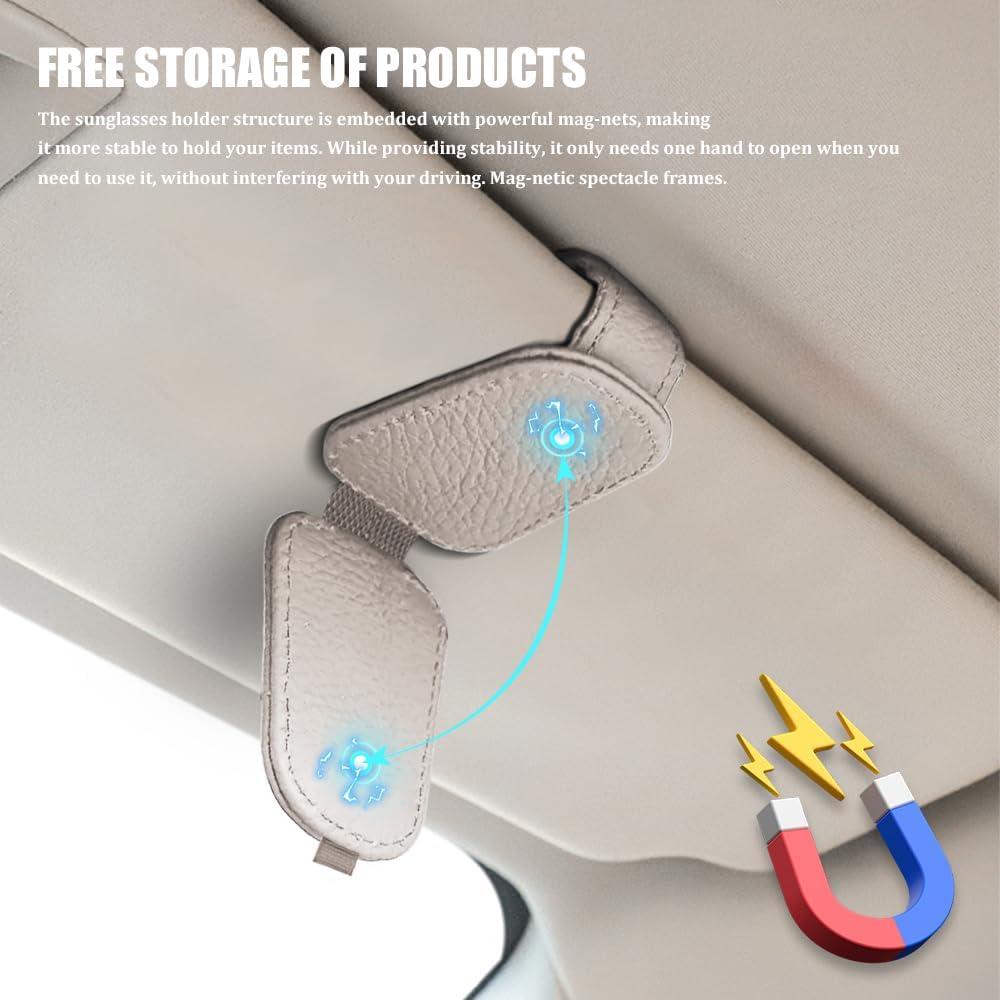 Soporte de Gafas de Coche QZTYTY Magnético 2PCS Gris