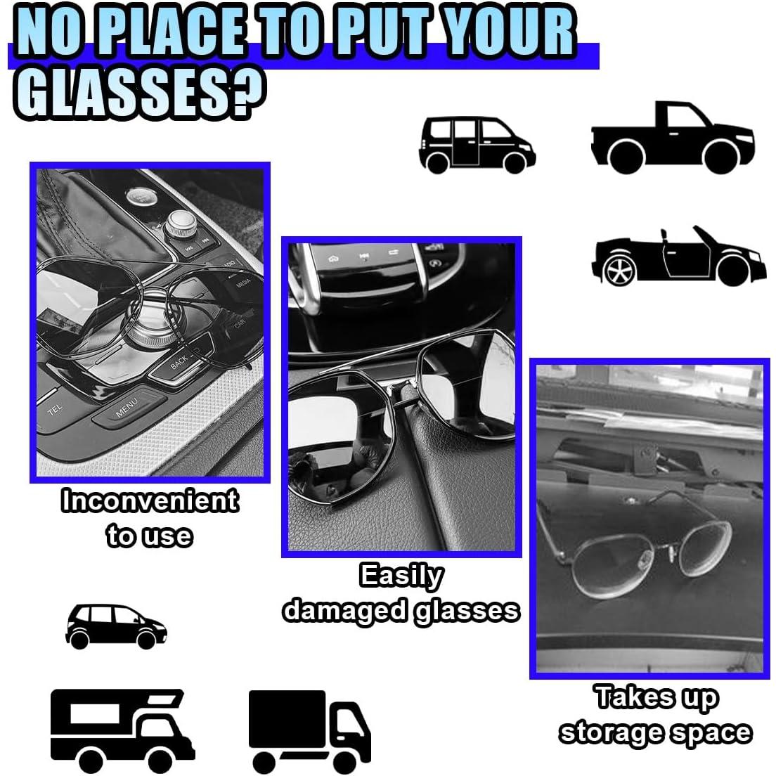 Soporte de Gafas de Sol para Coche LHDOS Gris - Organizador Visera