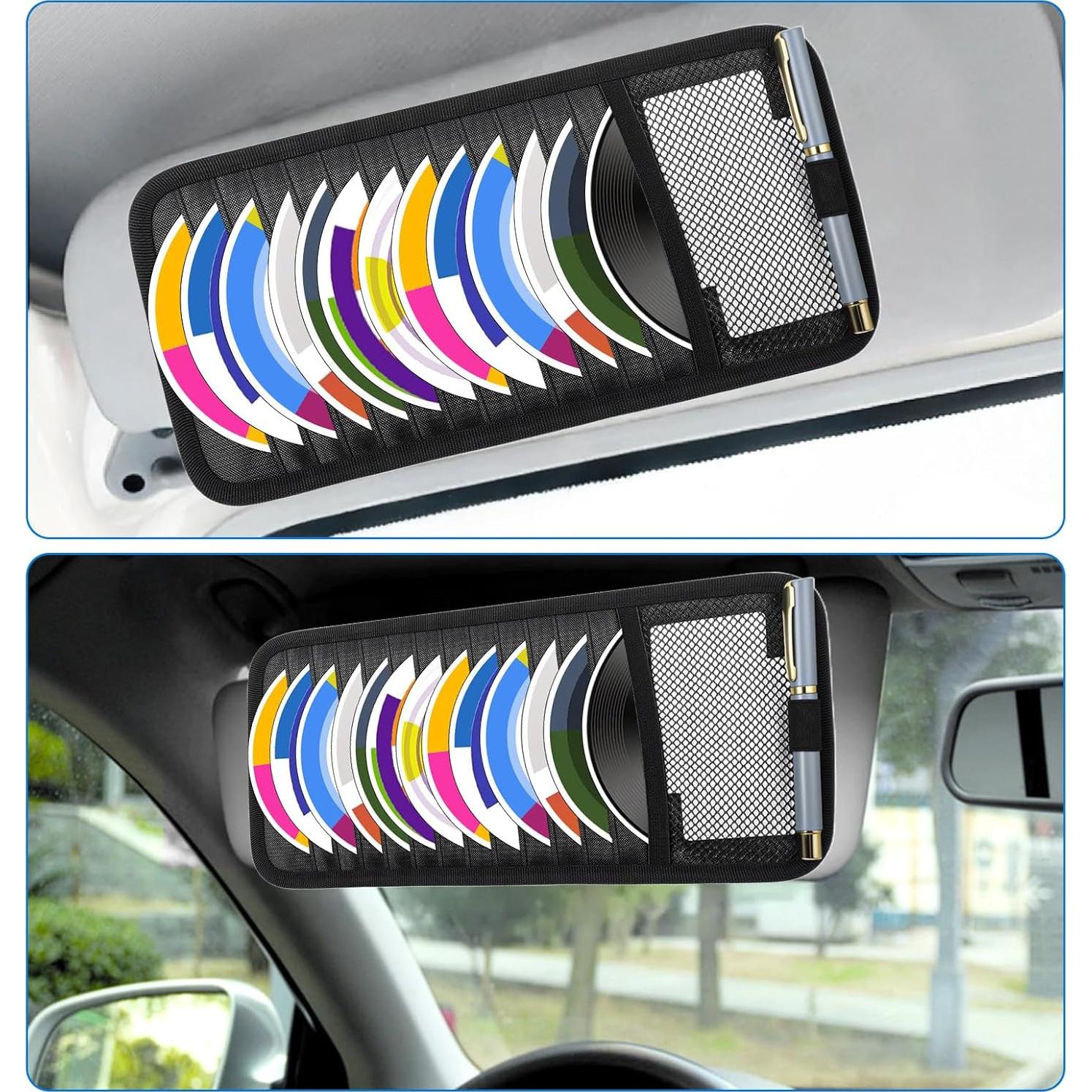 Soporte de CD TIESOME para coche con 12 fundas y bolsillo malla