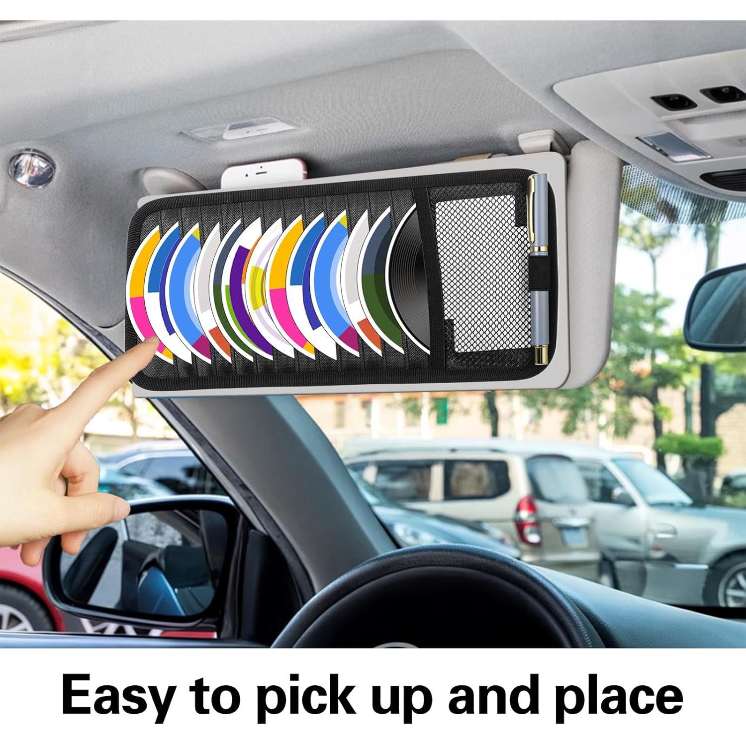 Soporte de CD TIESOME para coche con 12 fundas y bolsillo malla